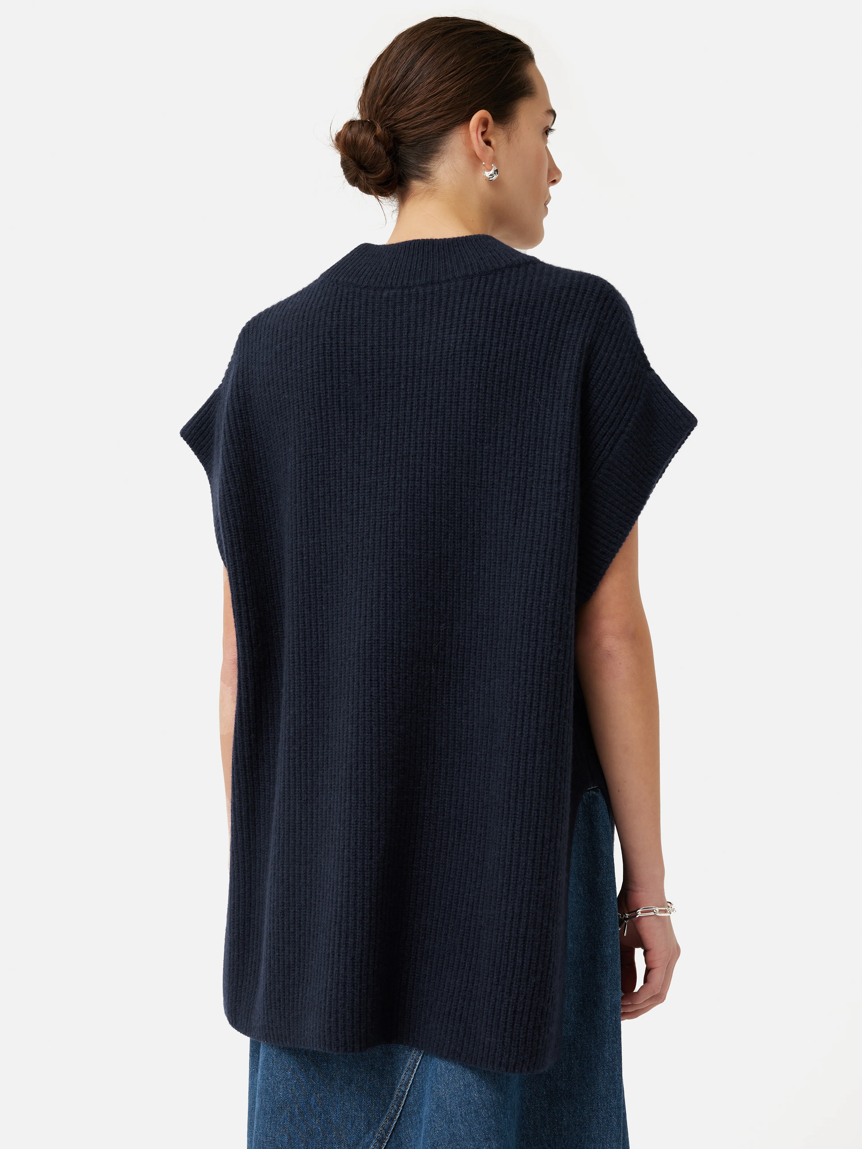 Merino Cashmere Ribbed Tunic | Navy - Image 4