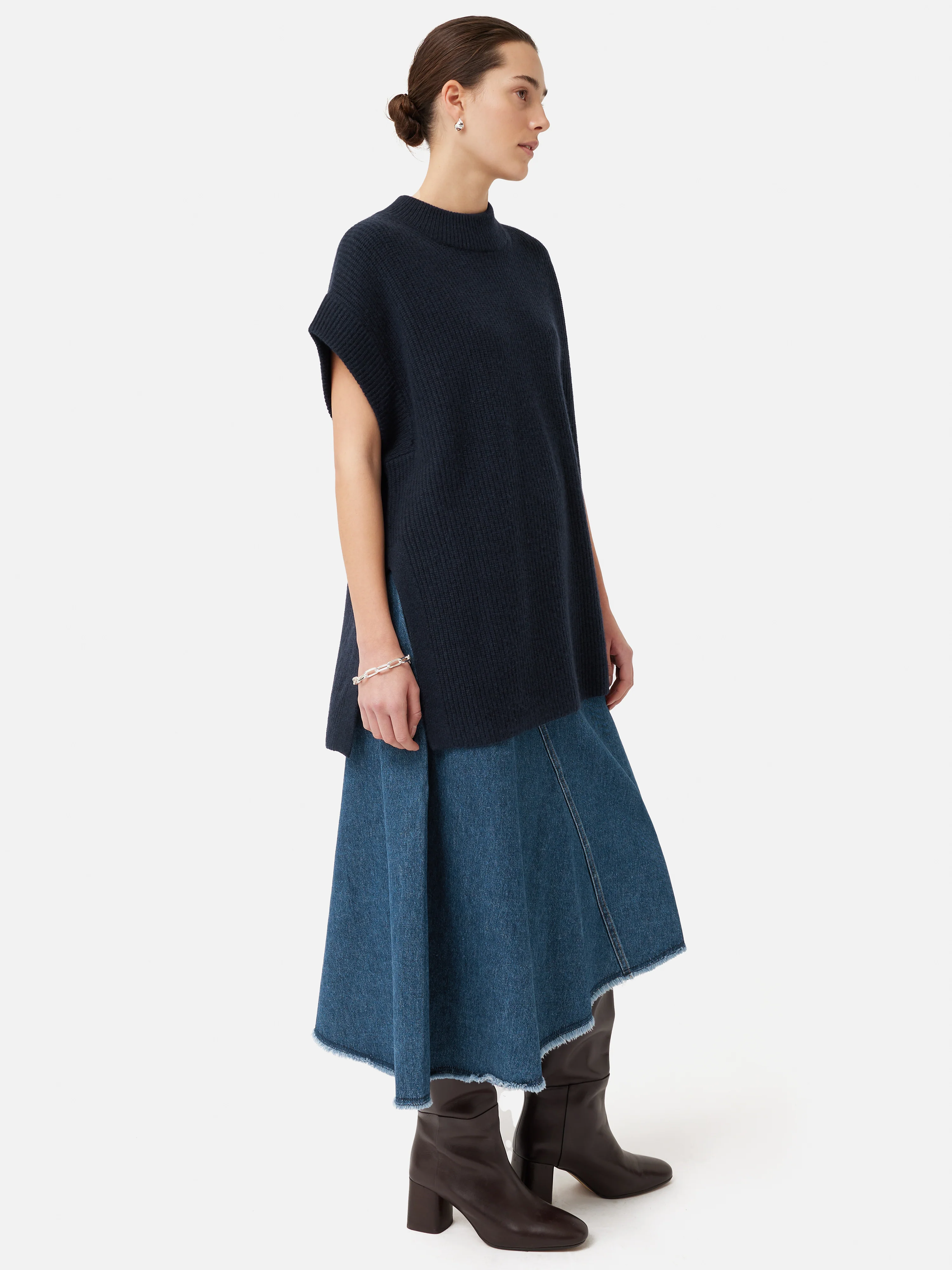 Merino Cashmere Ribbed Tunic | Navy - Image 5
