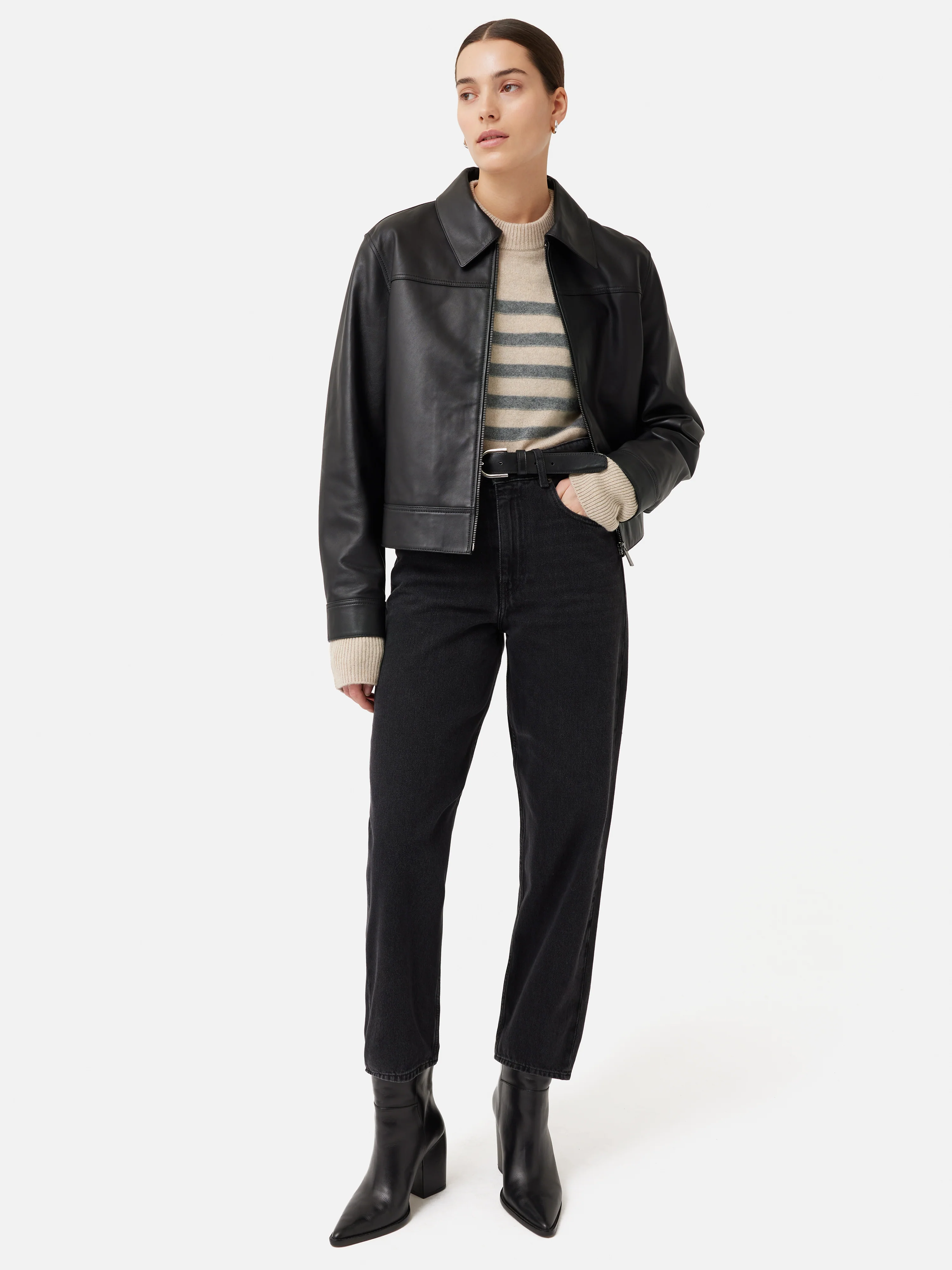 Merino Cashmere Stripe Jumper | Neutral - Image 6
