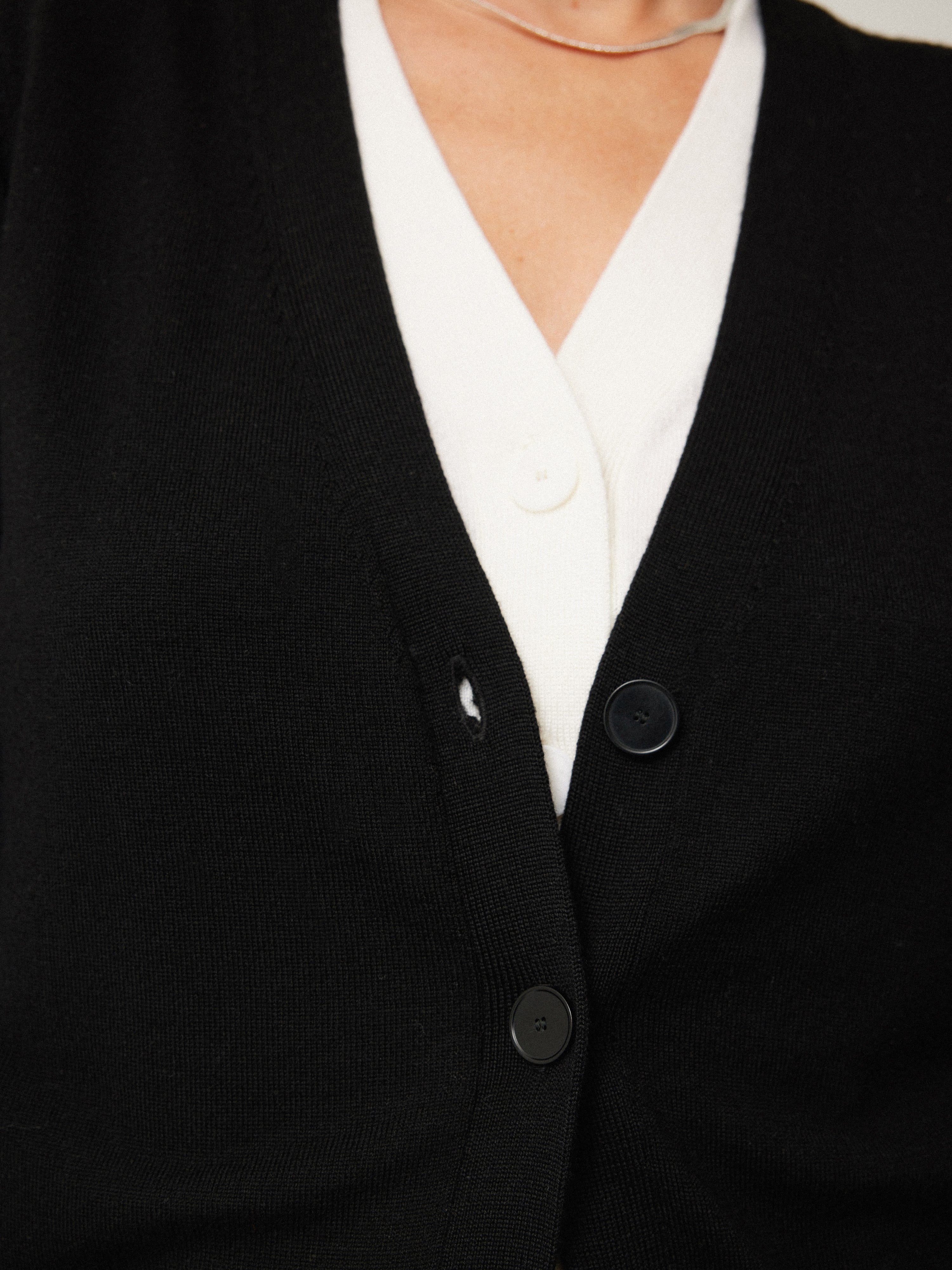Merino Double Front Cardigan | Black - Image 7