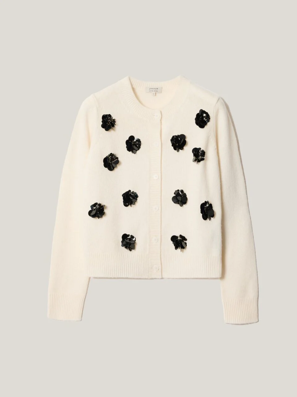 Merino Embellished Knitted Cardigan | Ivory - Image 6