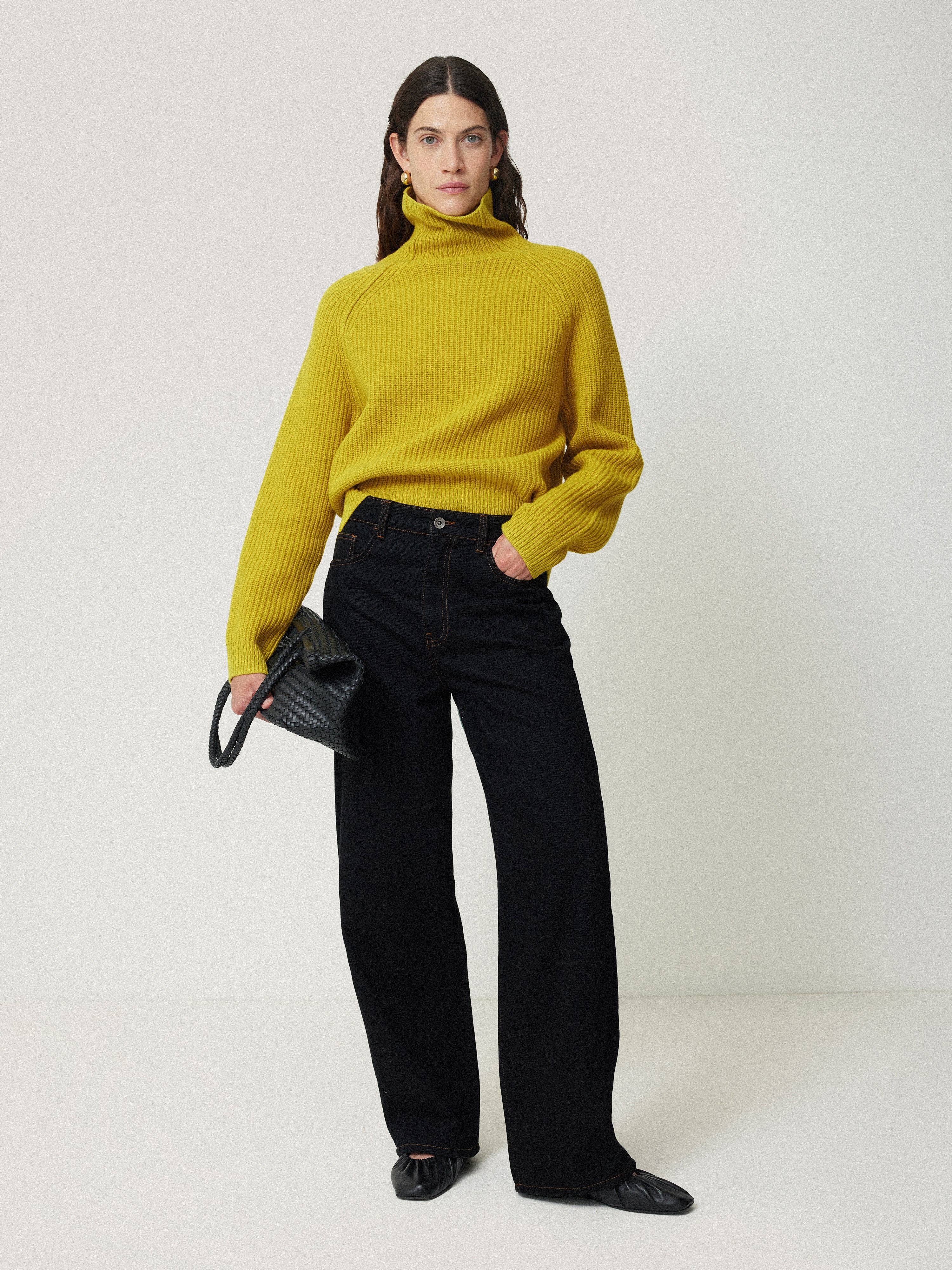 Merino Fishermans Rib Jumper | Mustard - Image 3