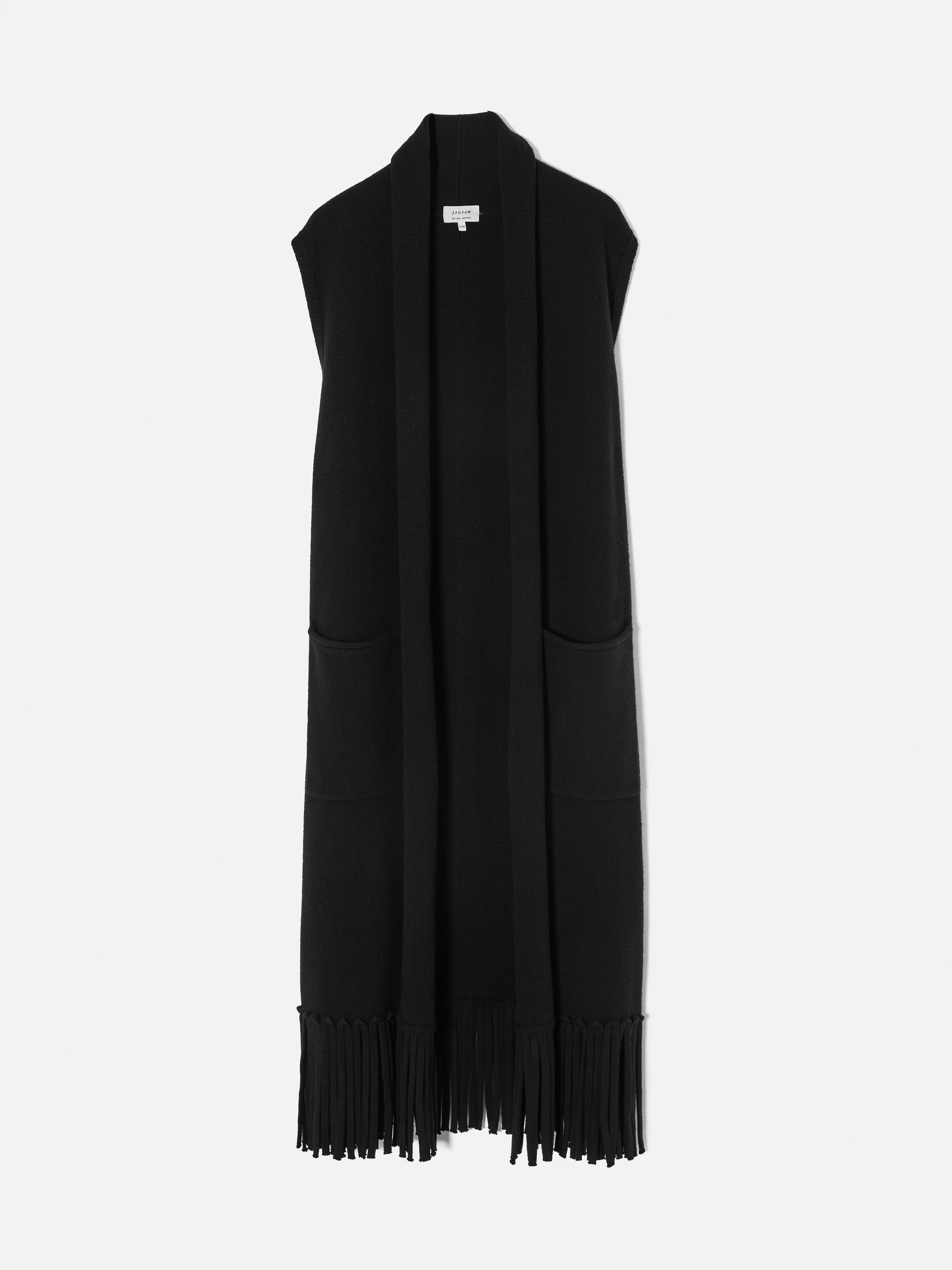 Merino Fringed Gilet | Black - Image 6