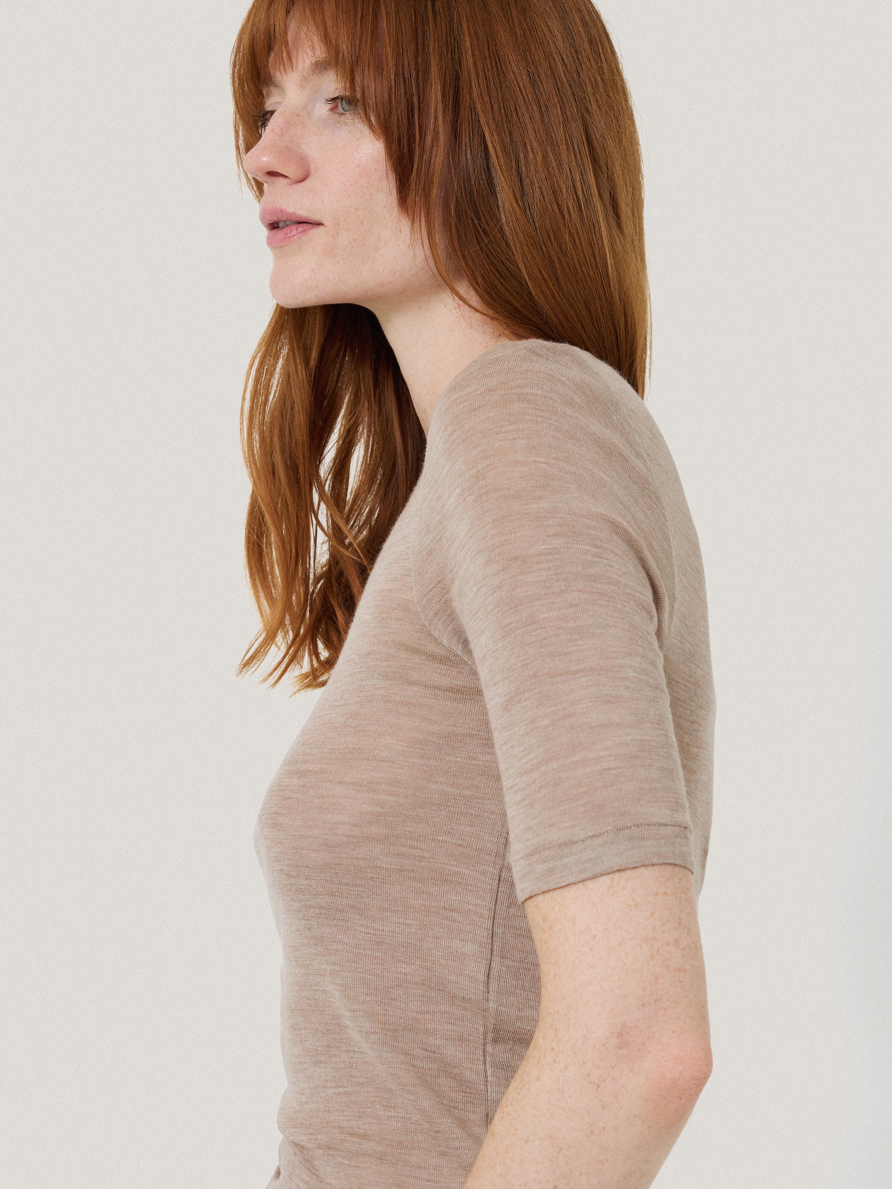 Merino Half Sleeve T-shirt | Stone - Image 2