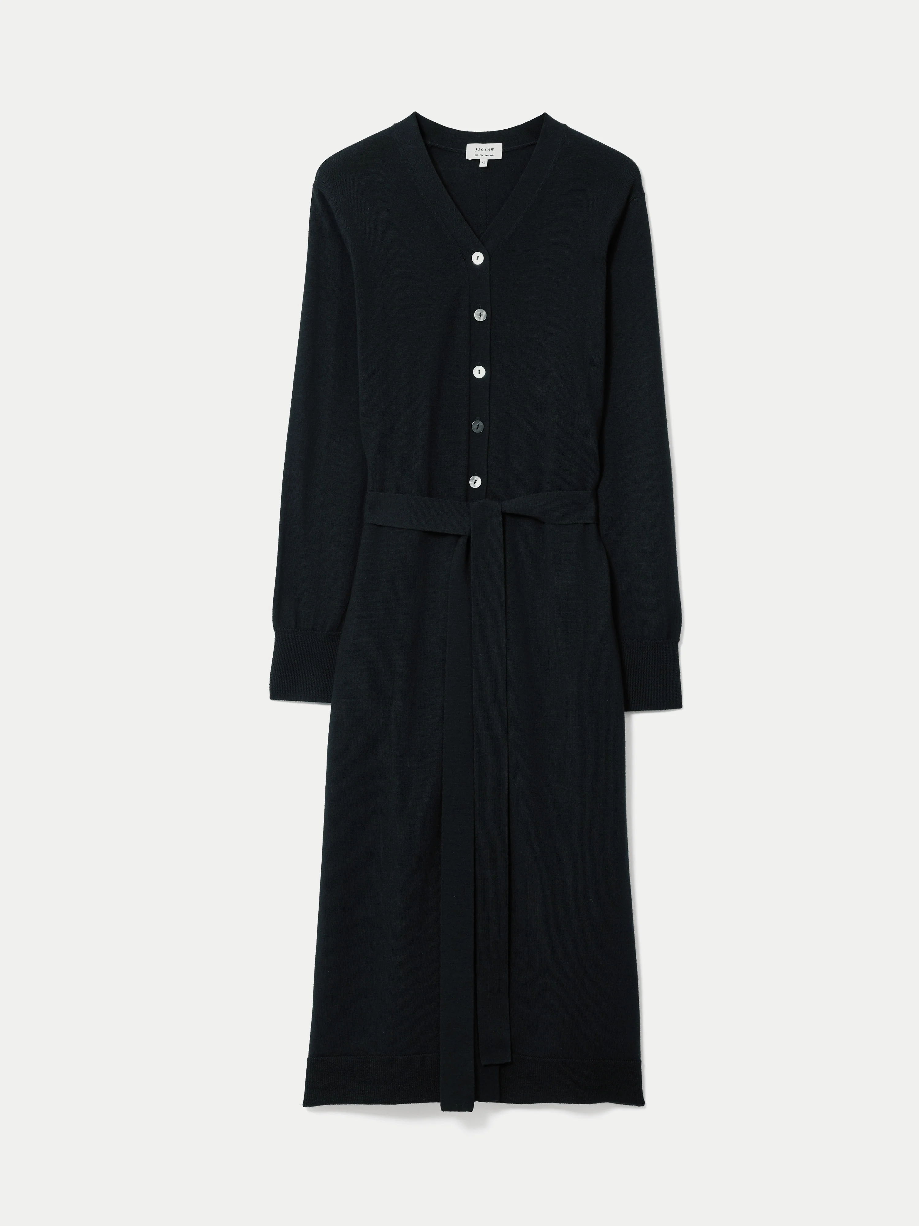 Merino Long Belted Cardigan | Dark Navy - Image 5