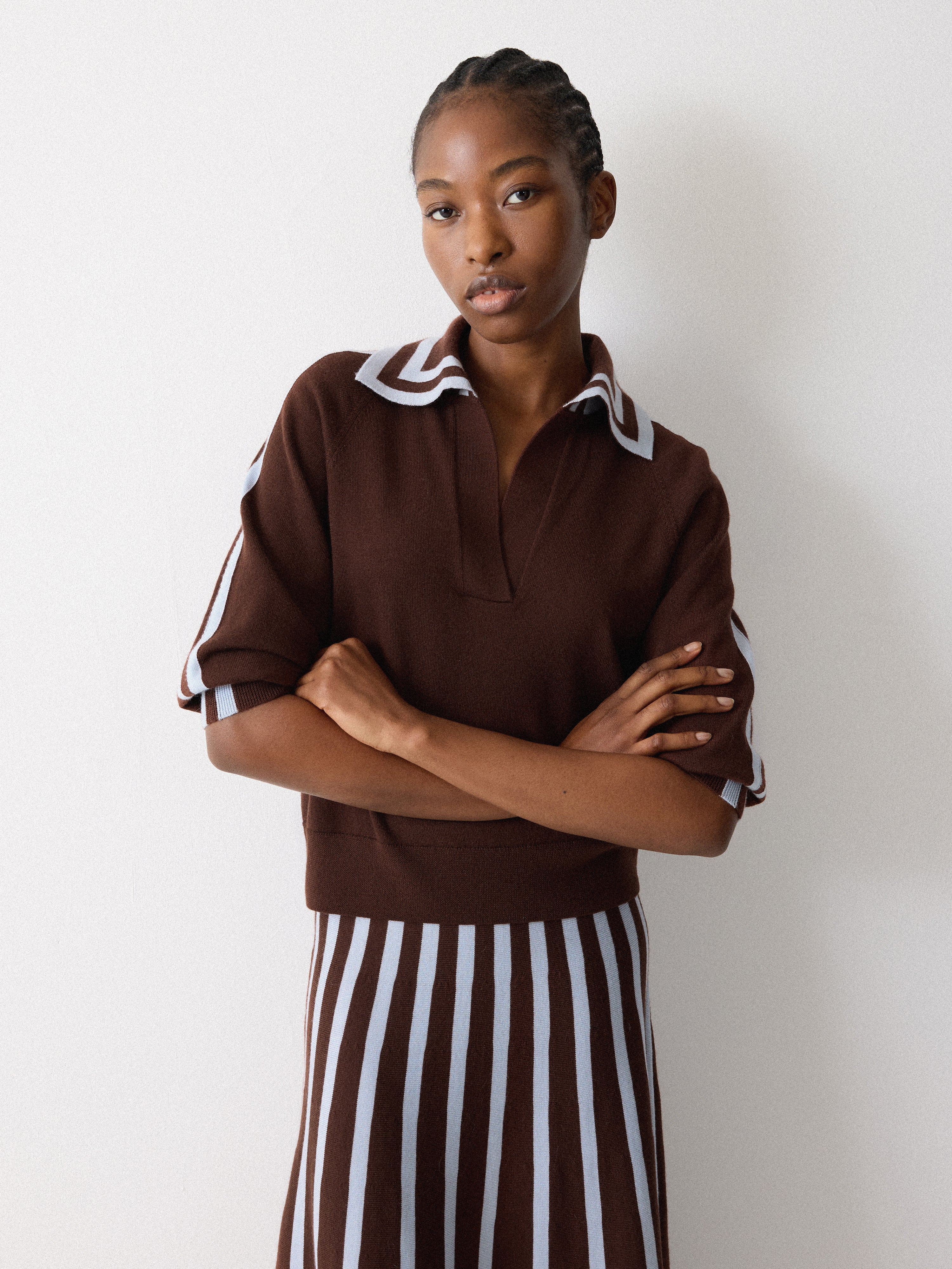 Merino Marine Collar Jumper | Brown