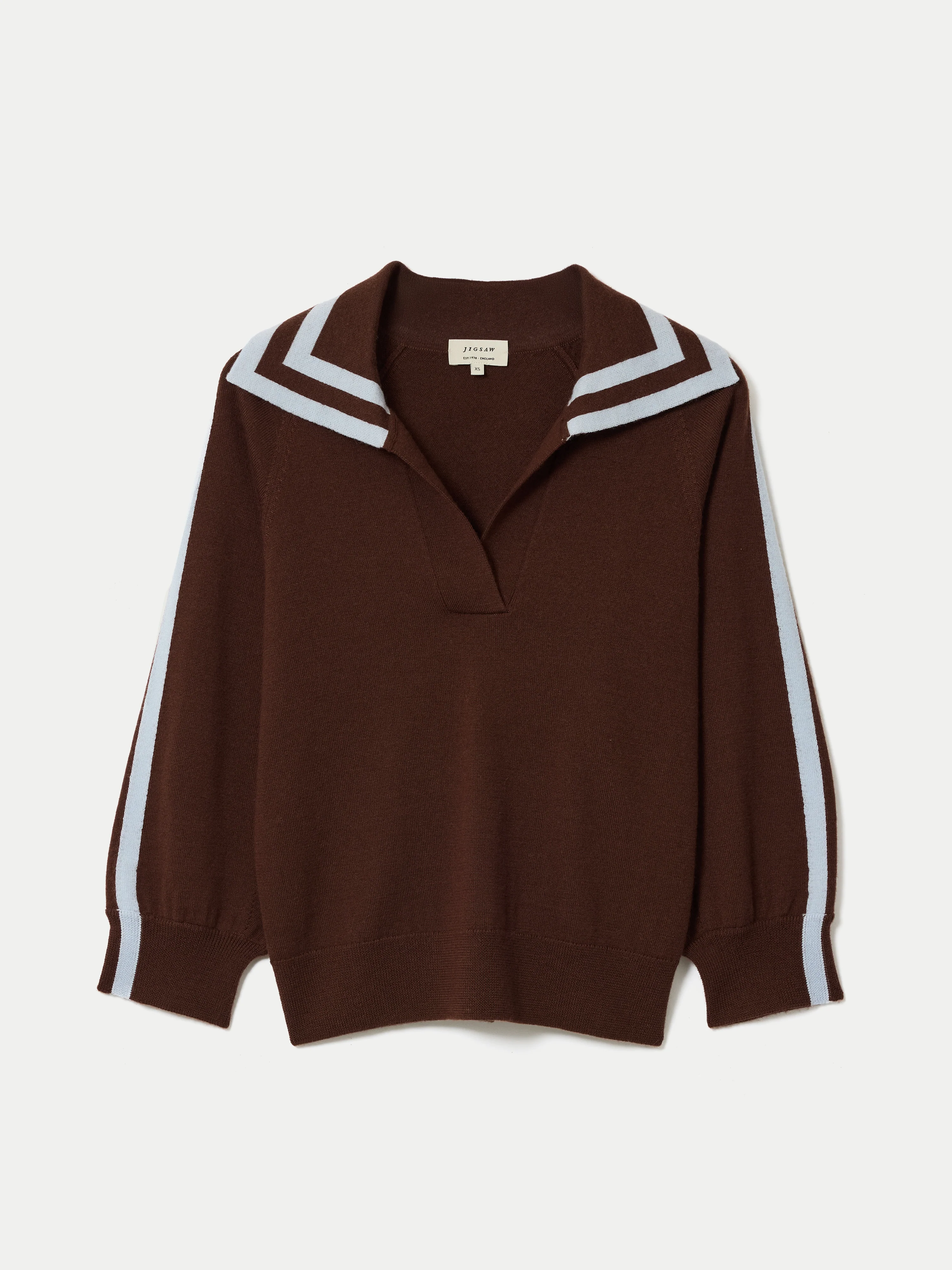 Merino Marine Collar Jumper | Brown - Image 7