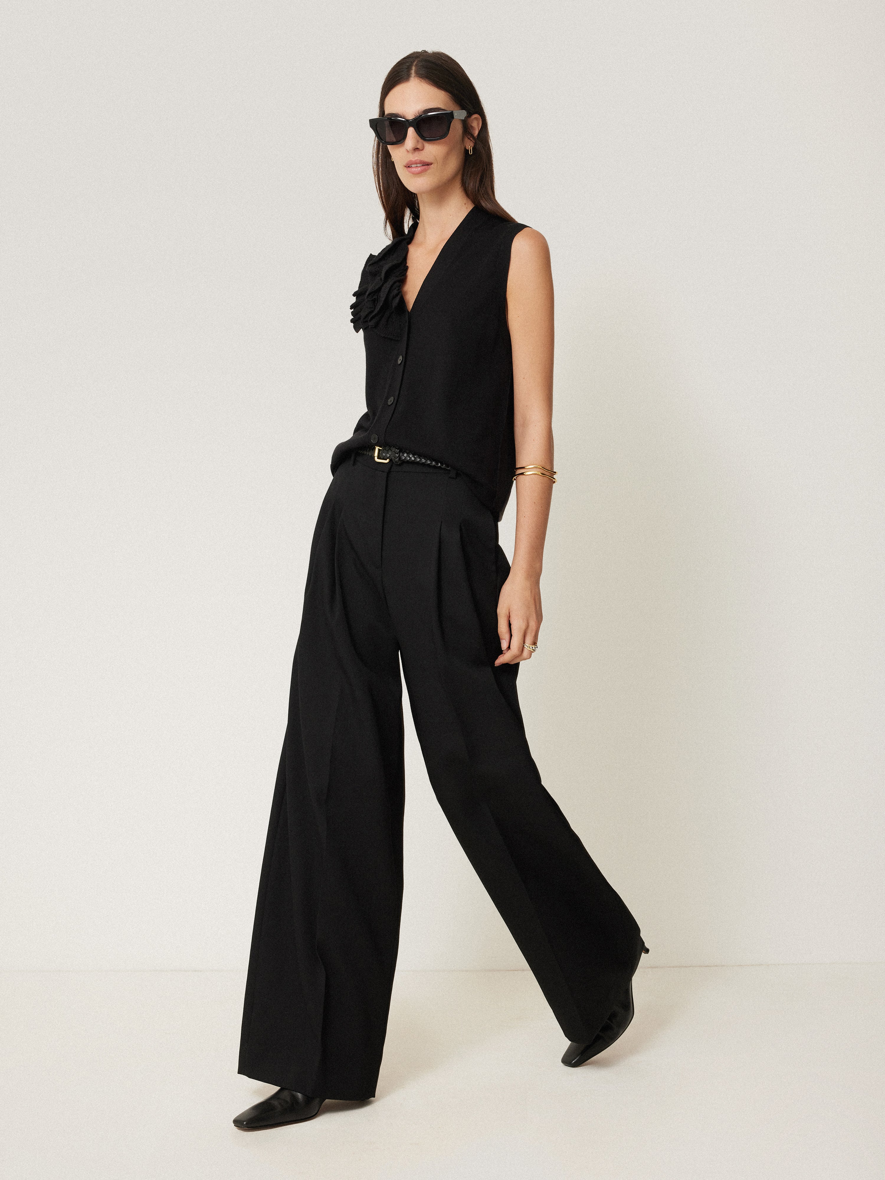 Merino Ruffle Waistcoat | Black - Image 3
