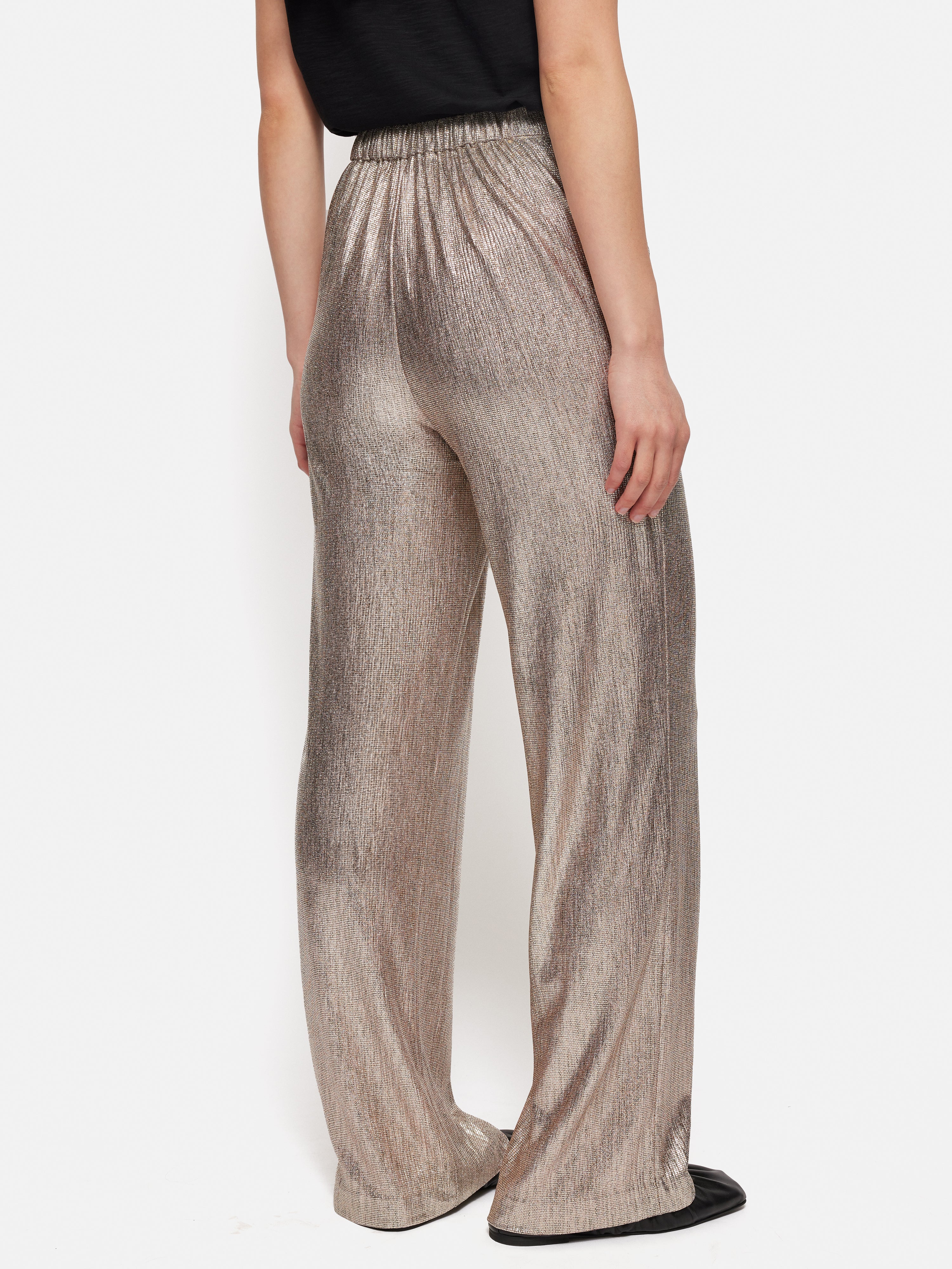 Metallic Flowing Trousers | Gold - Image 6