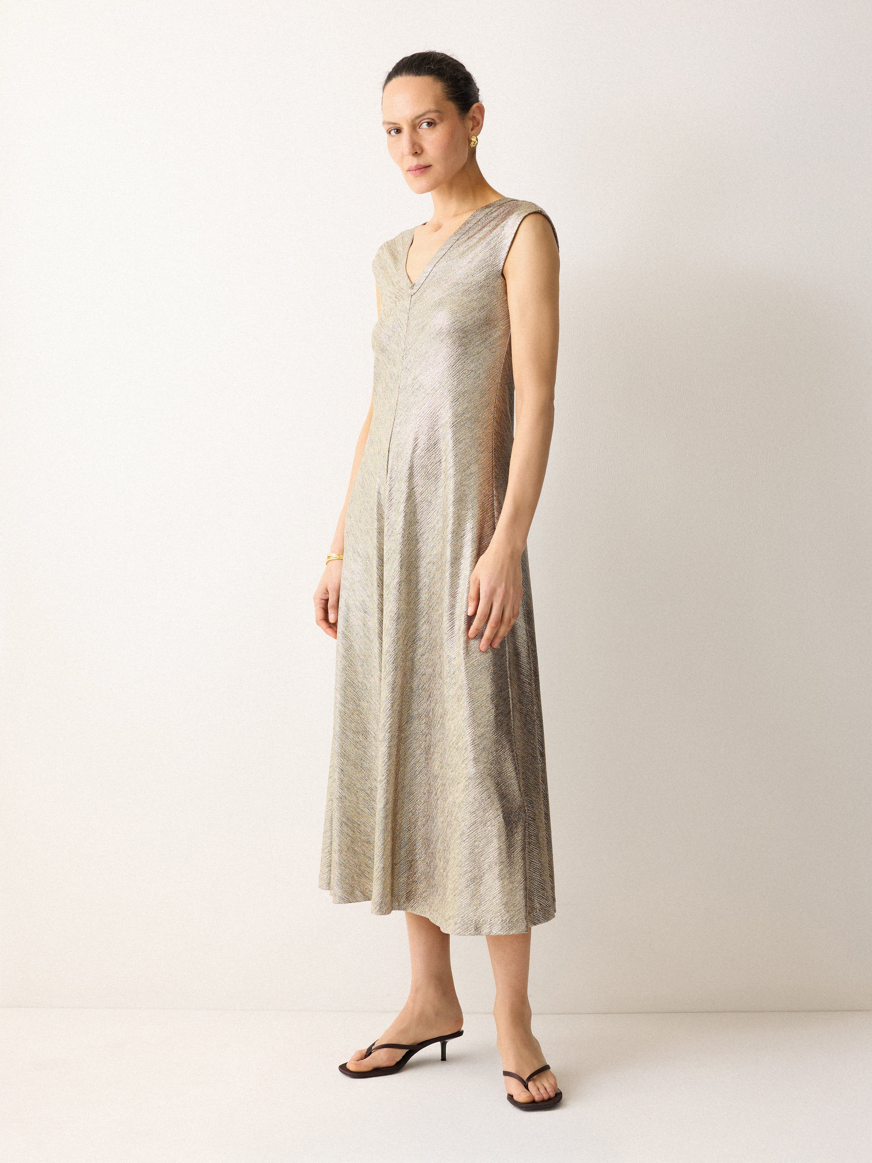Metallic Jersey Maxi Dress | Gold - Image 3
