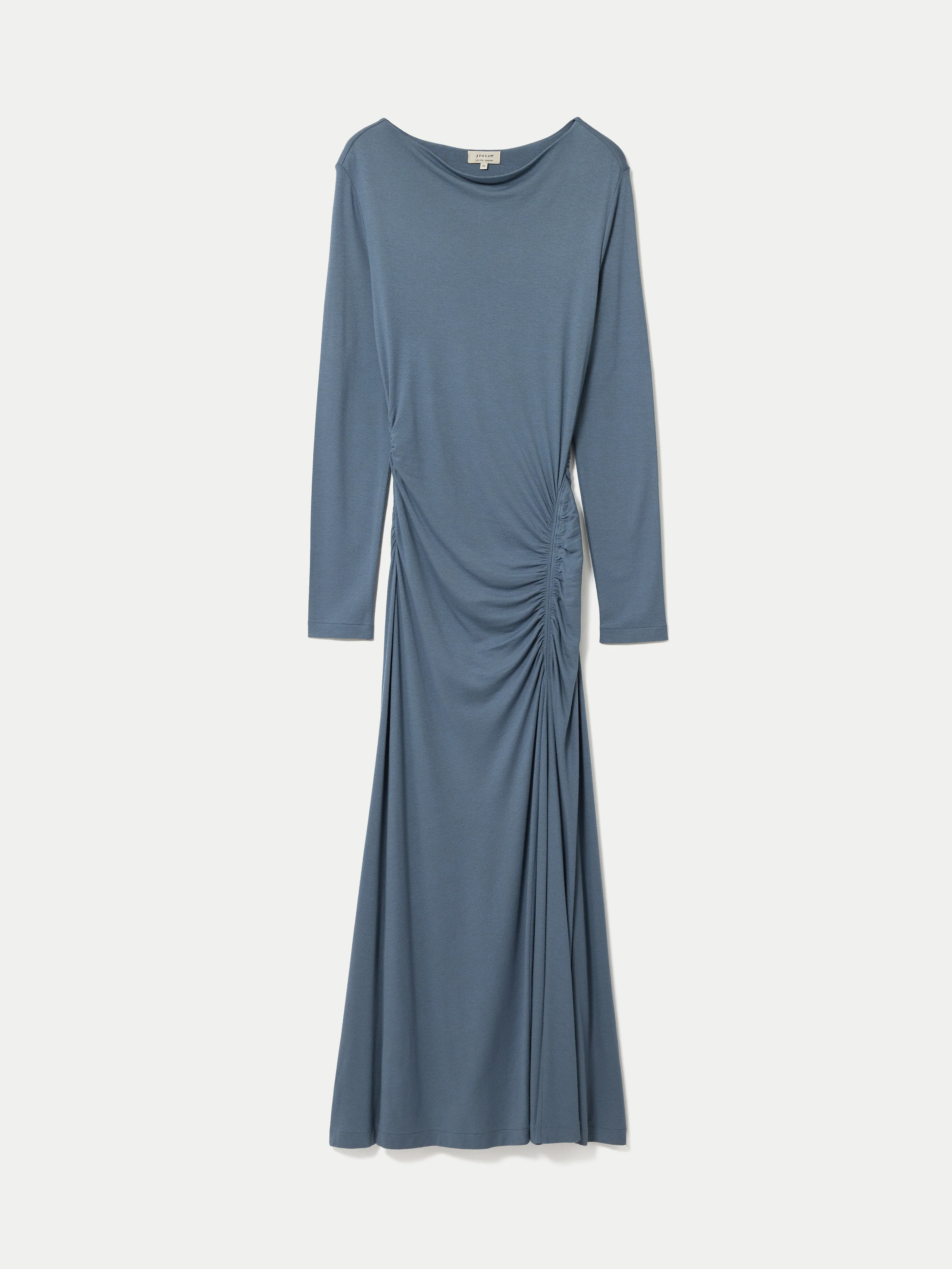 Micro Crepe Cowl Ruched Dress | Blue - Image 5