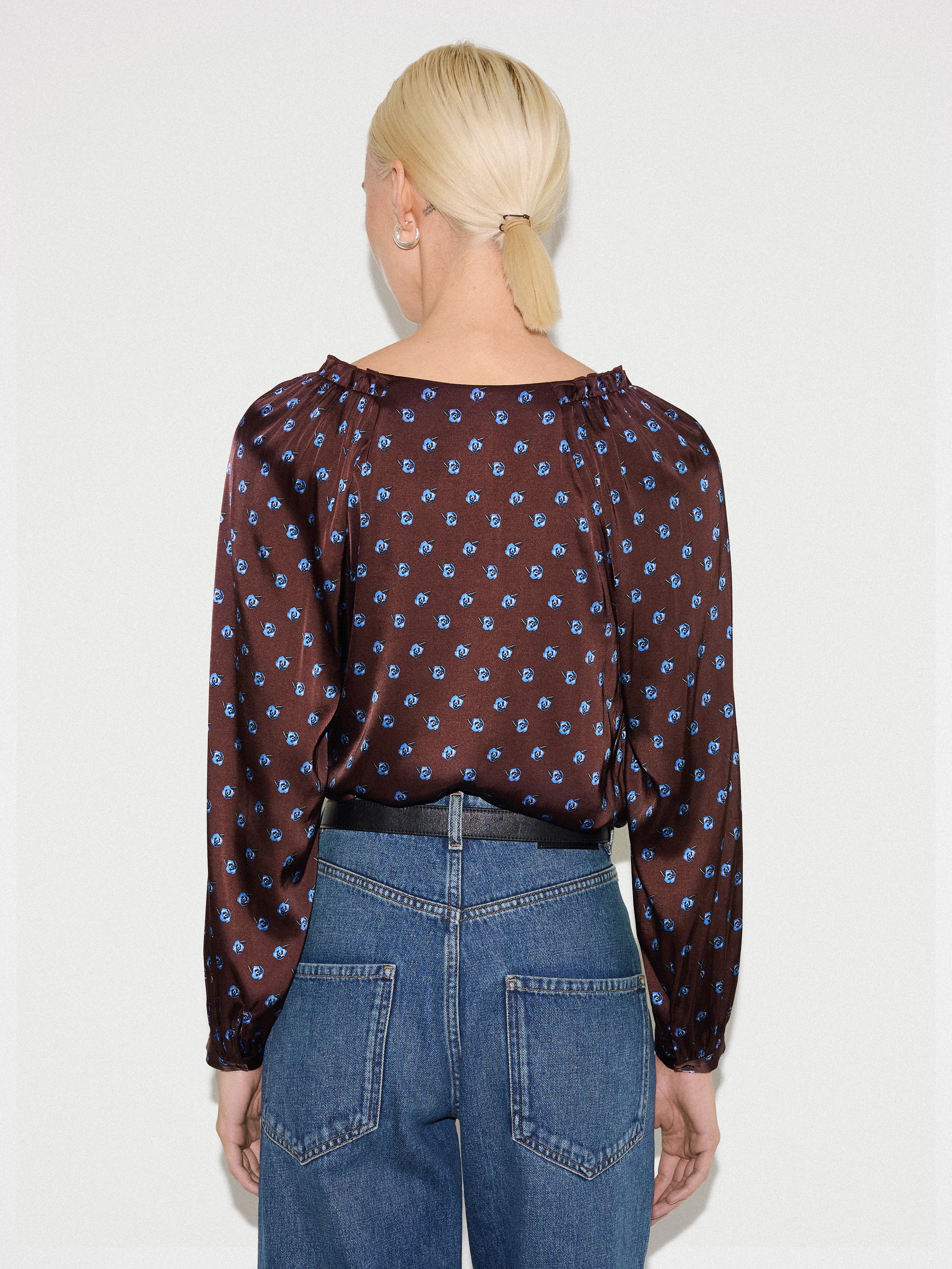 Mini Geo Rose Frill Detail Top | Burgundy - Image 4
