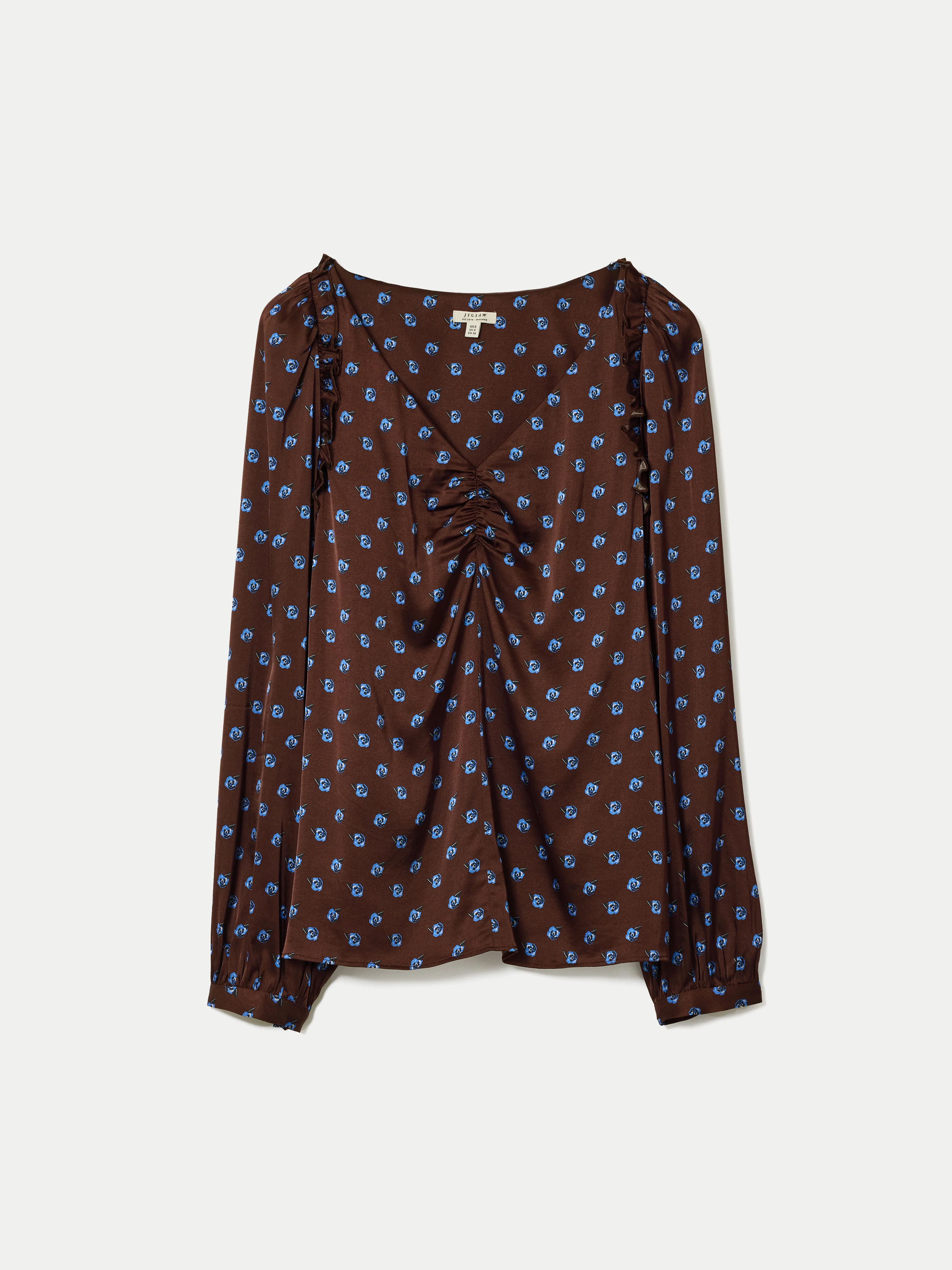 Mini Geo Rose Frill Detail Top | Burgundy - Image 5