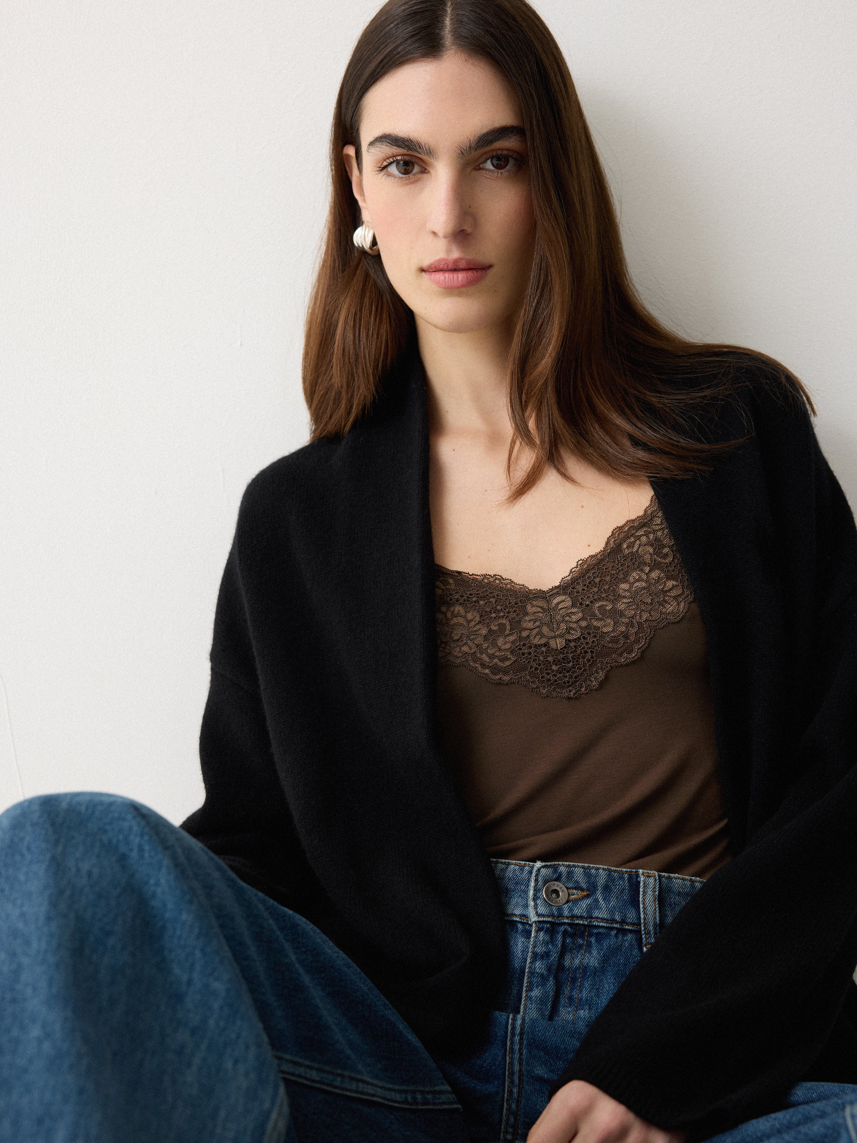 Modal Lace Vest | Brown - Image 5