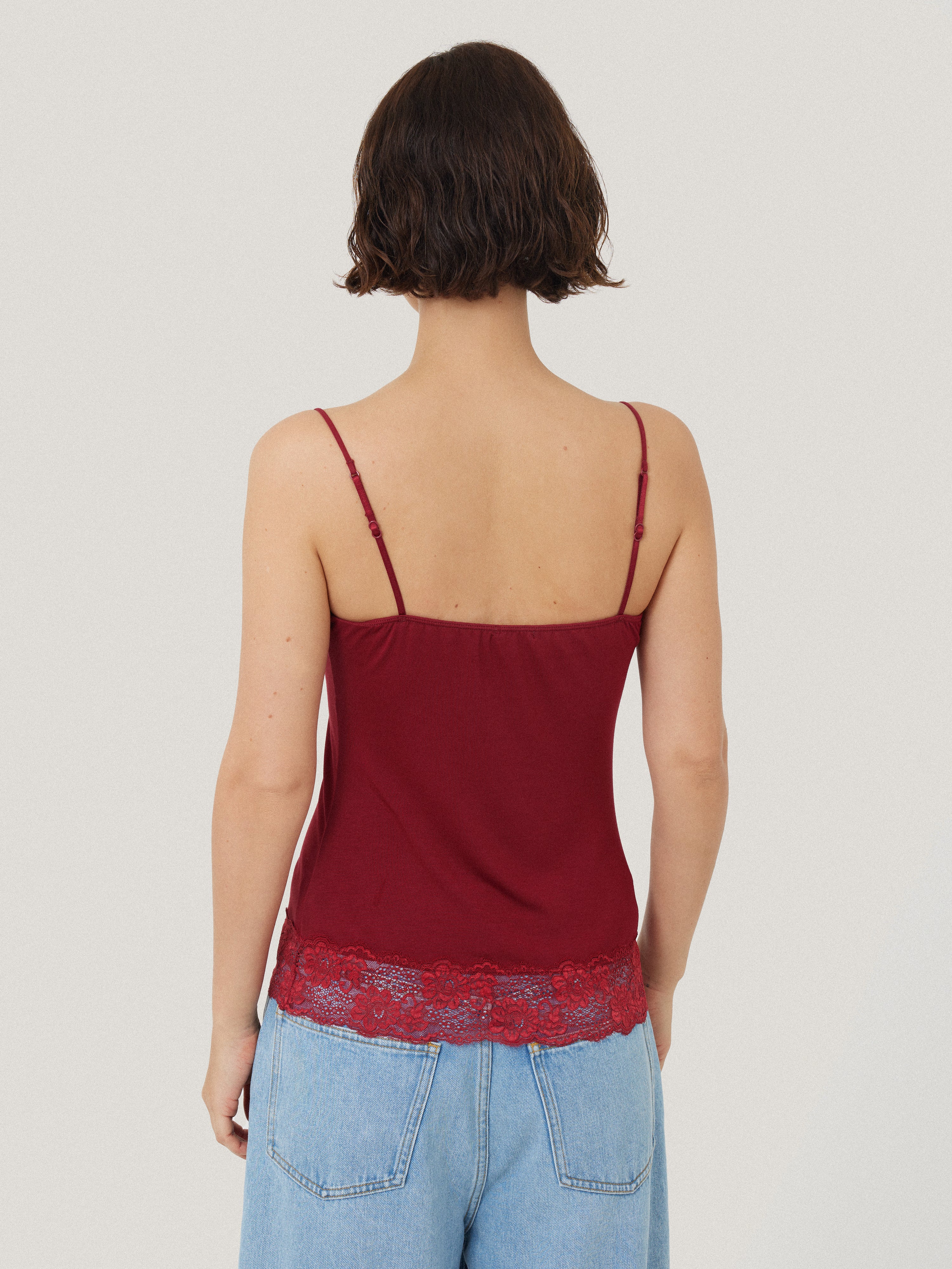 Modal Lace Vest | Cinema Red - Image 5
