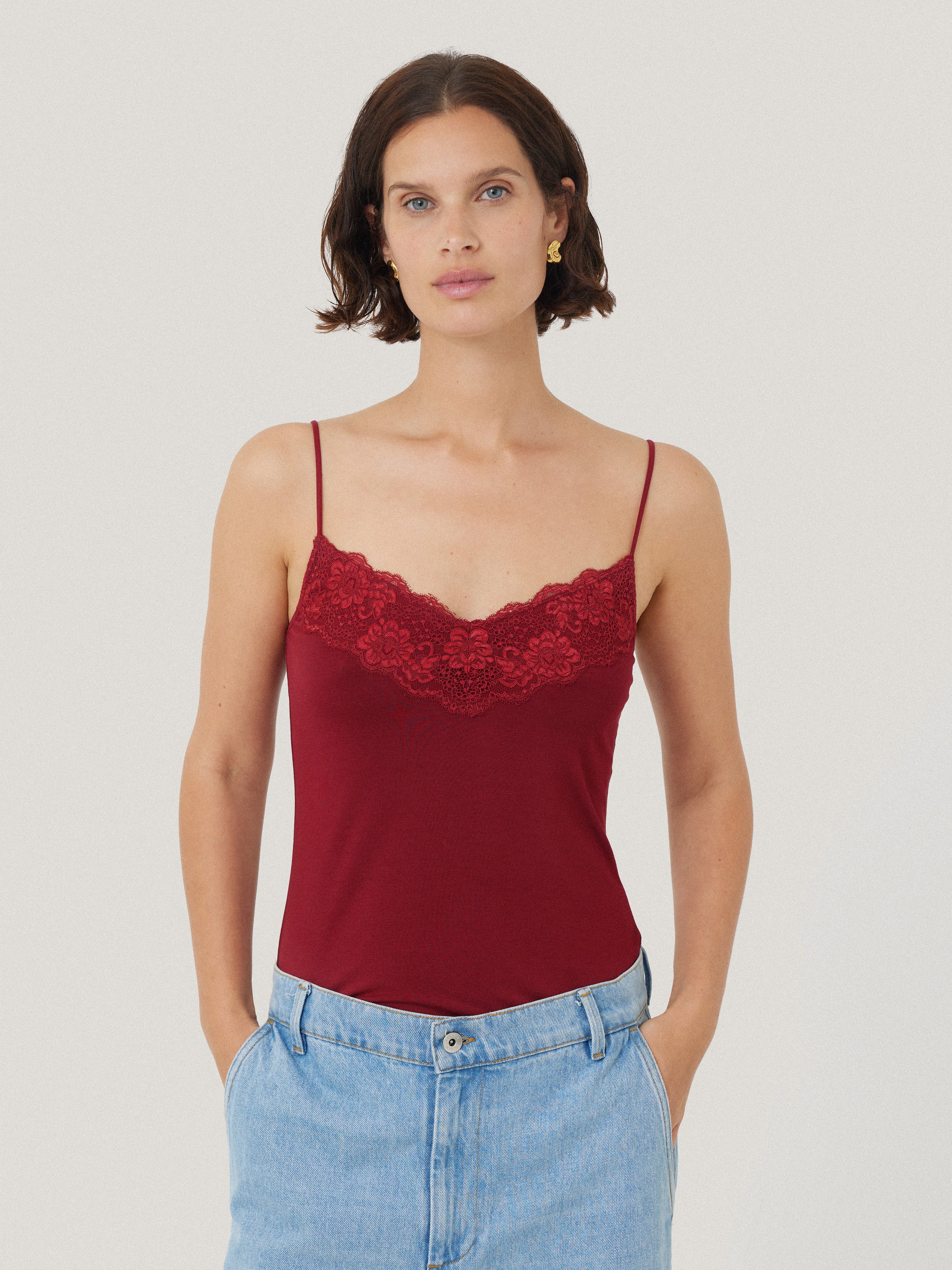 Modal Lace Vest | Cinema Red - Image 6