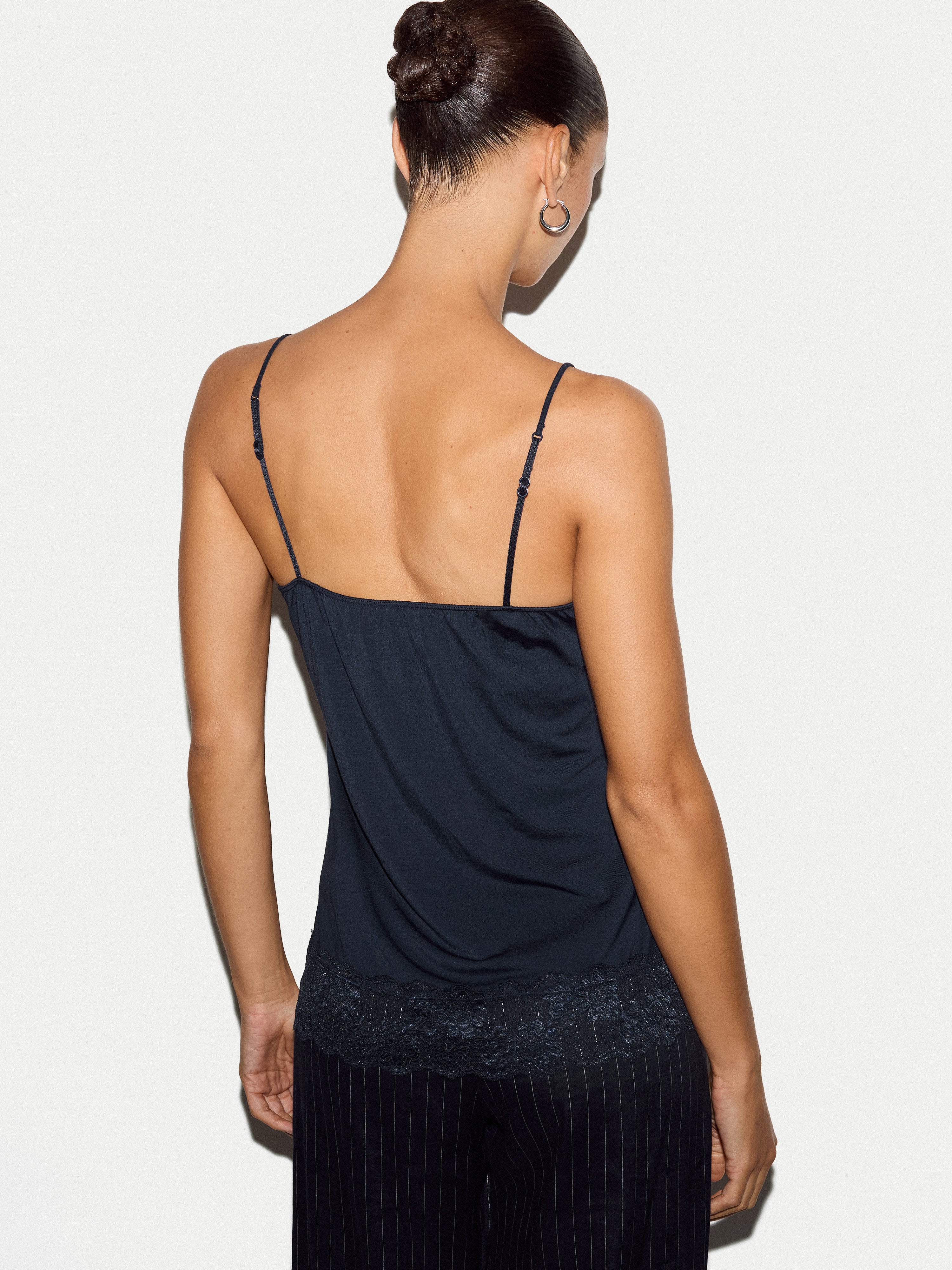 Modal Lace Vest | Navy - Image 4