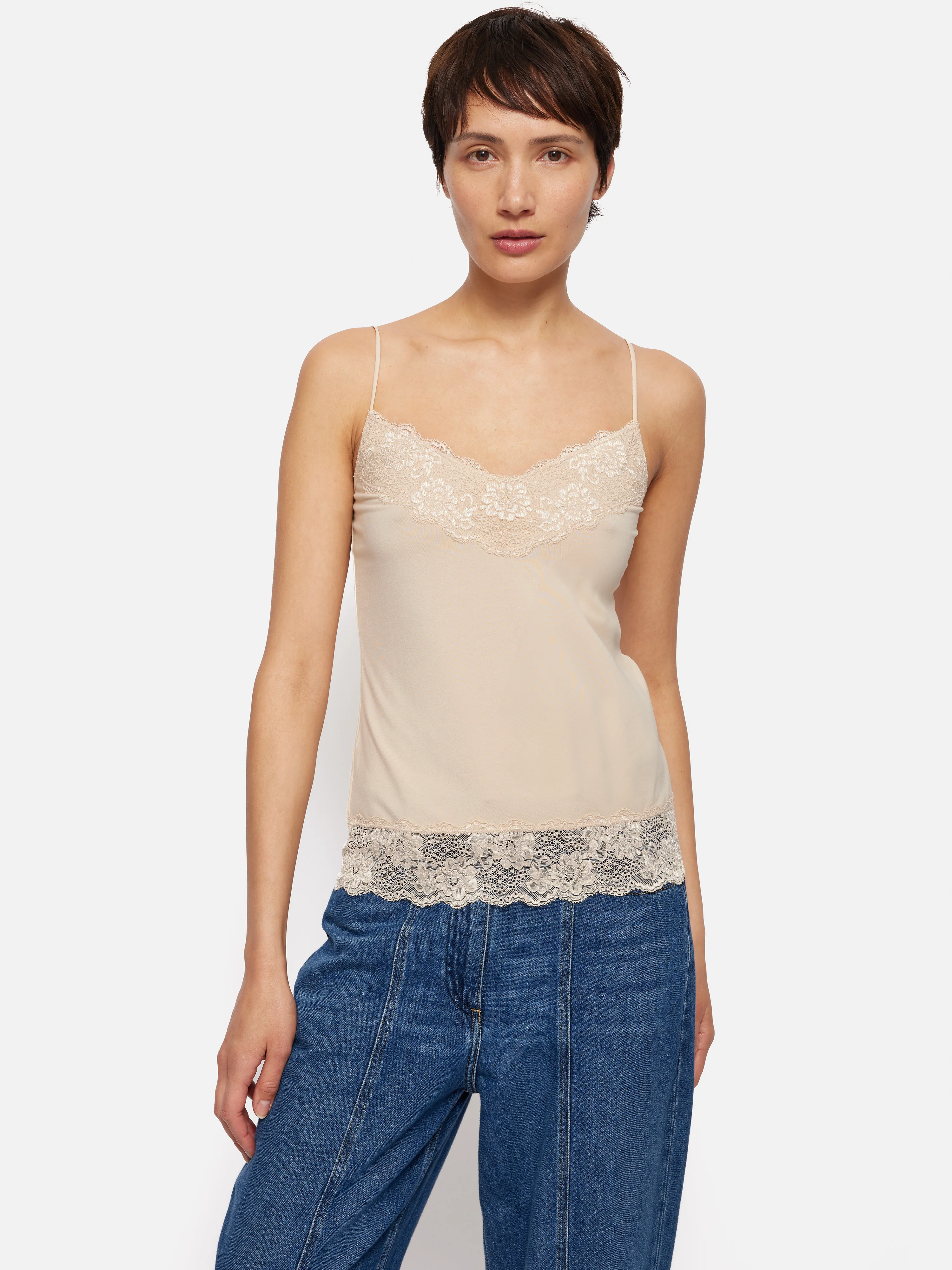 Modal Lace Vest | Pale Sand - Image 5