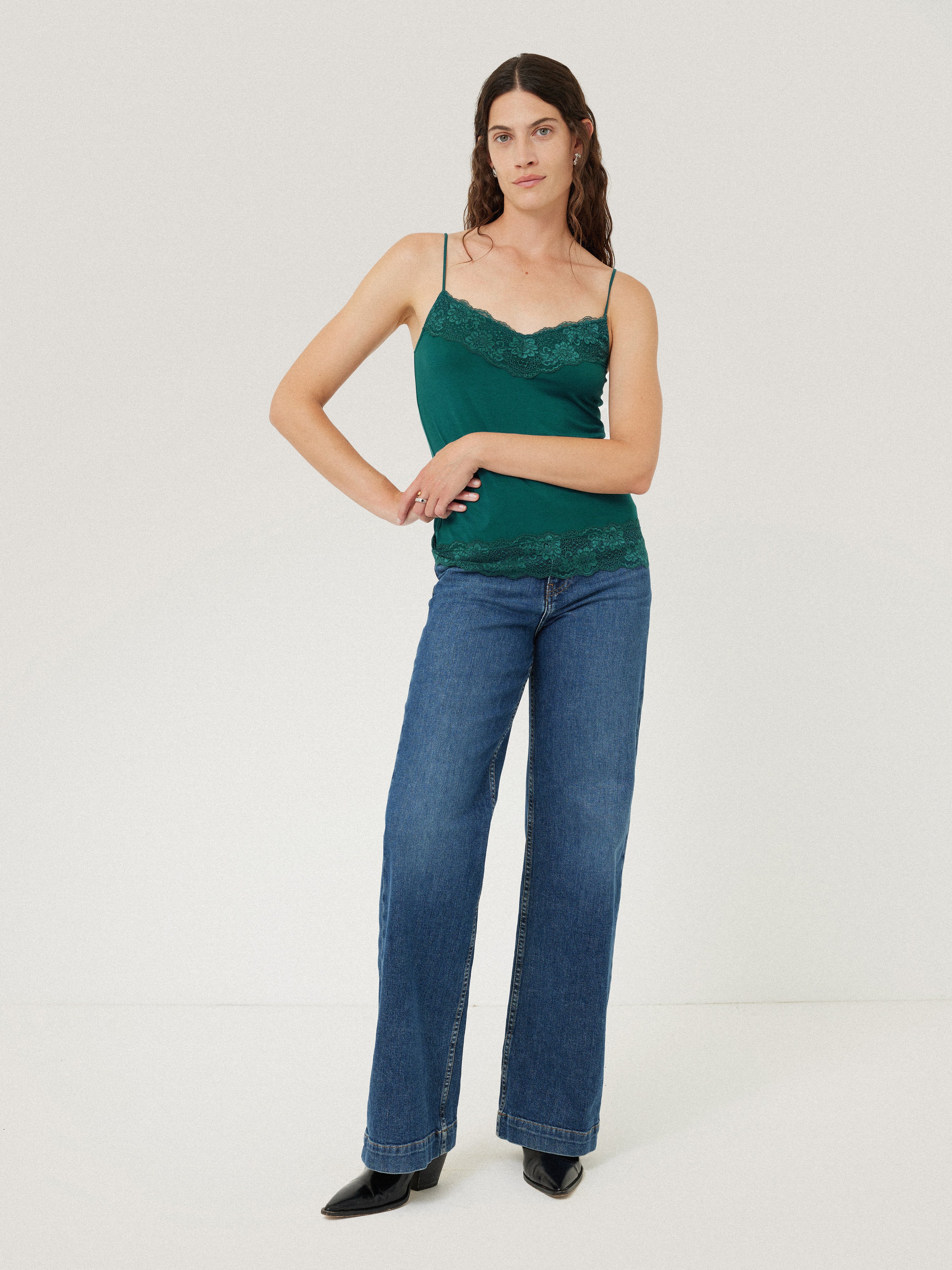 Modal Lace Vest | Sherwood Green - Image 3