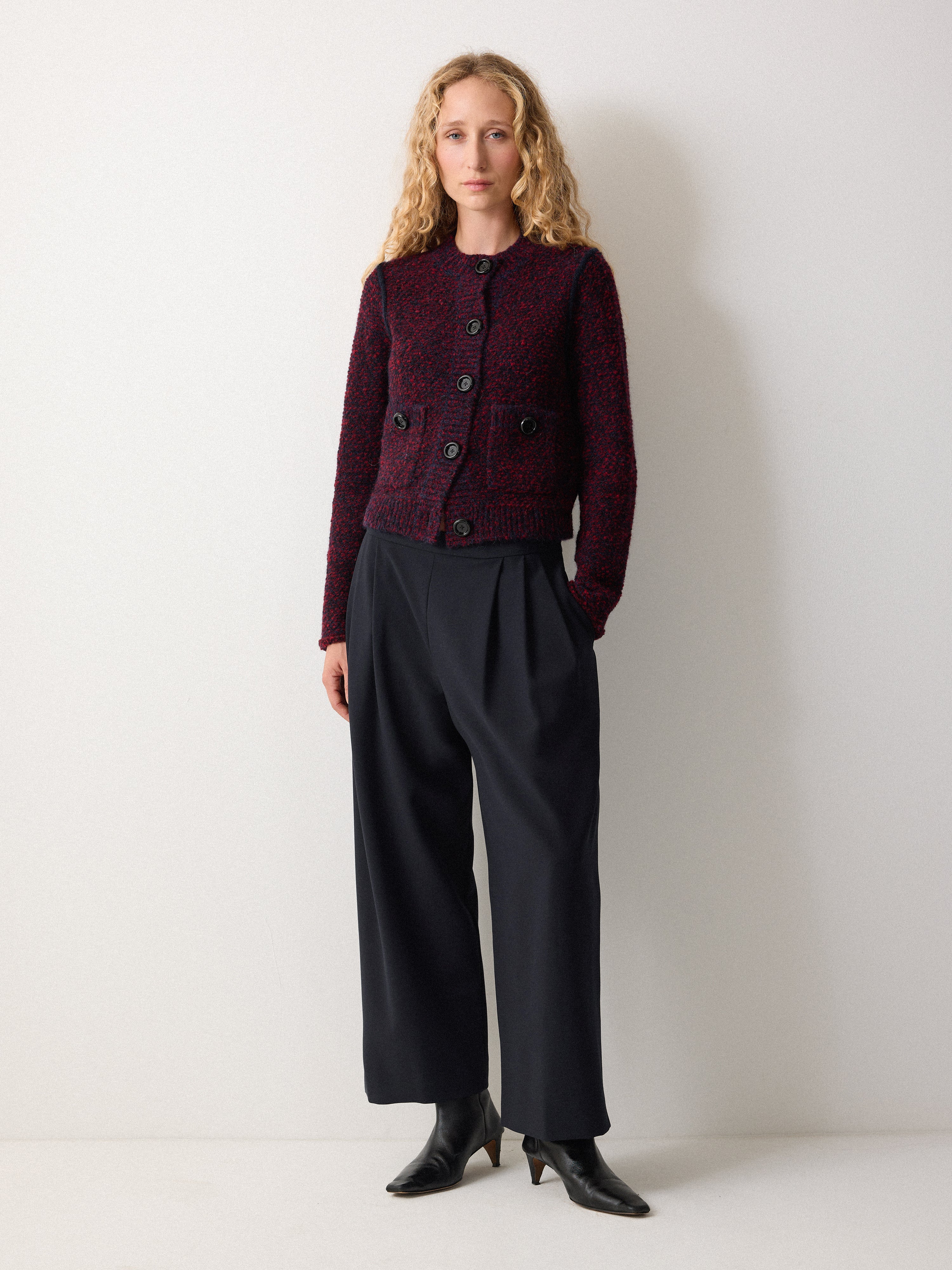 Modern Crepe Pleat Trouser | Navy