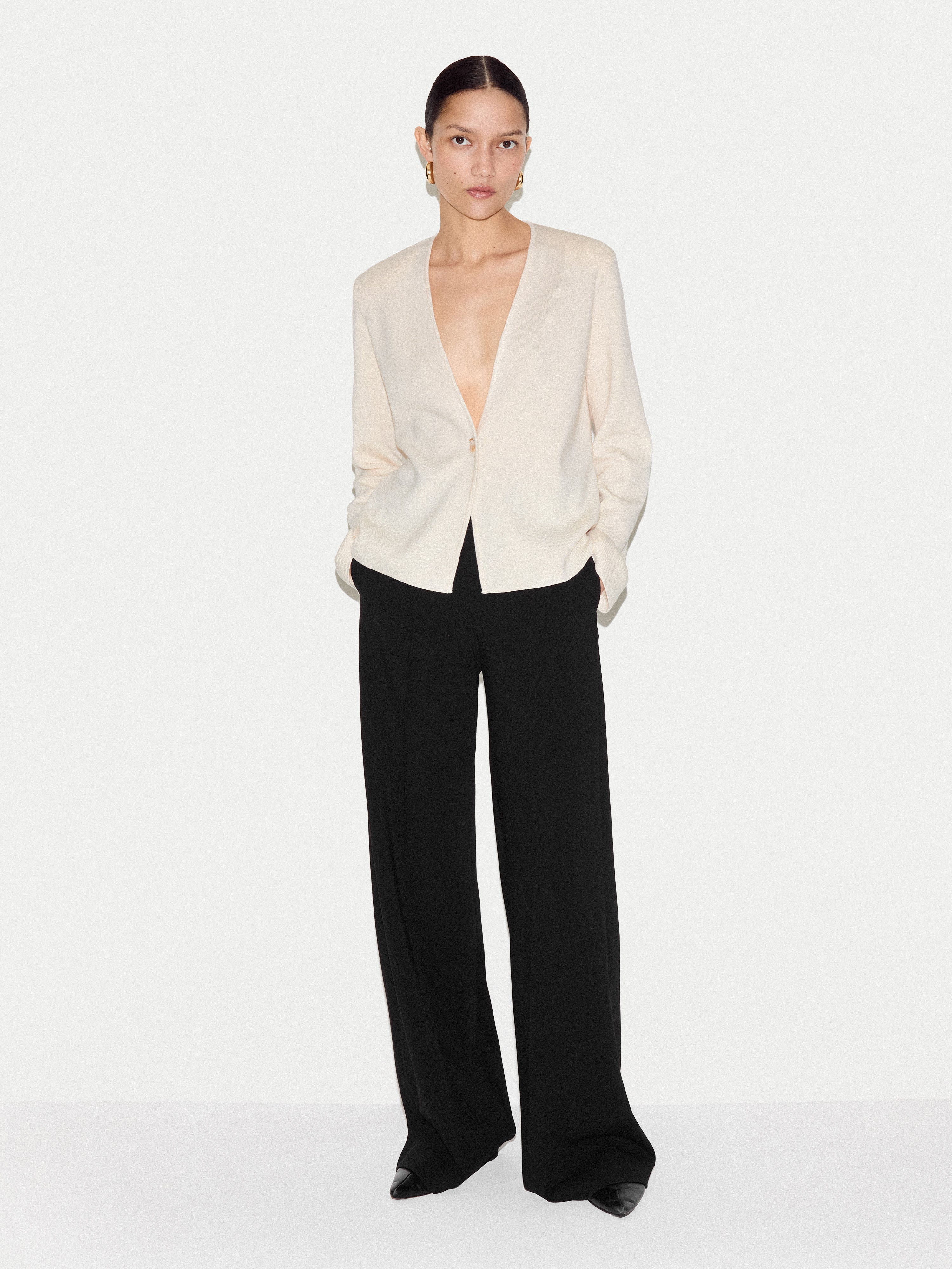 Modern Crepe Wide Leg Trouser | Black - Image 2