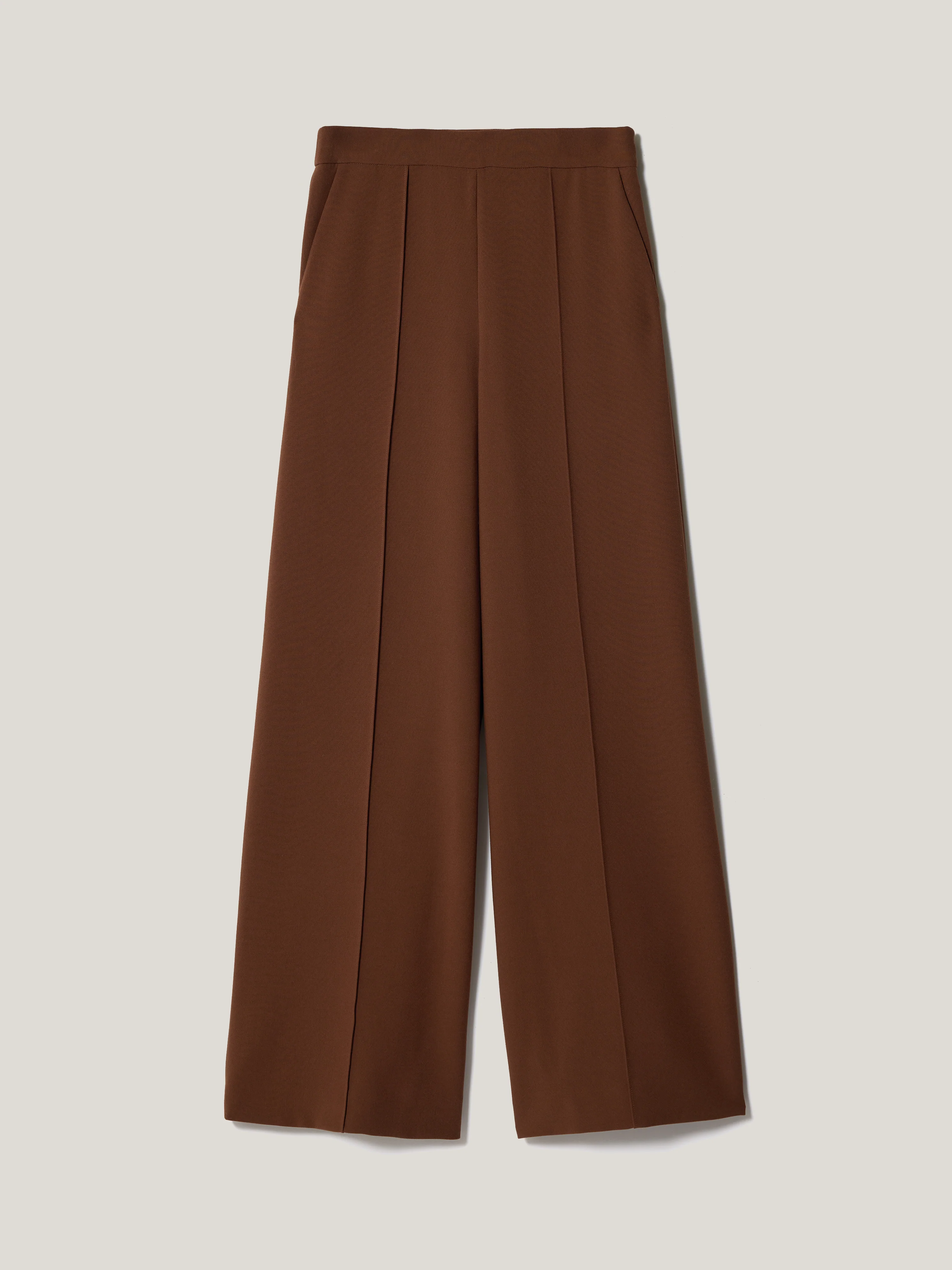 Modern Crepe Wide Leg Trouser | Brown - Image 6