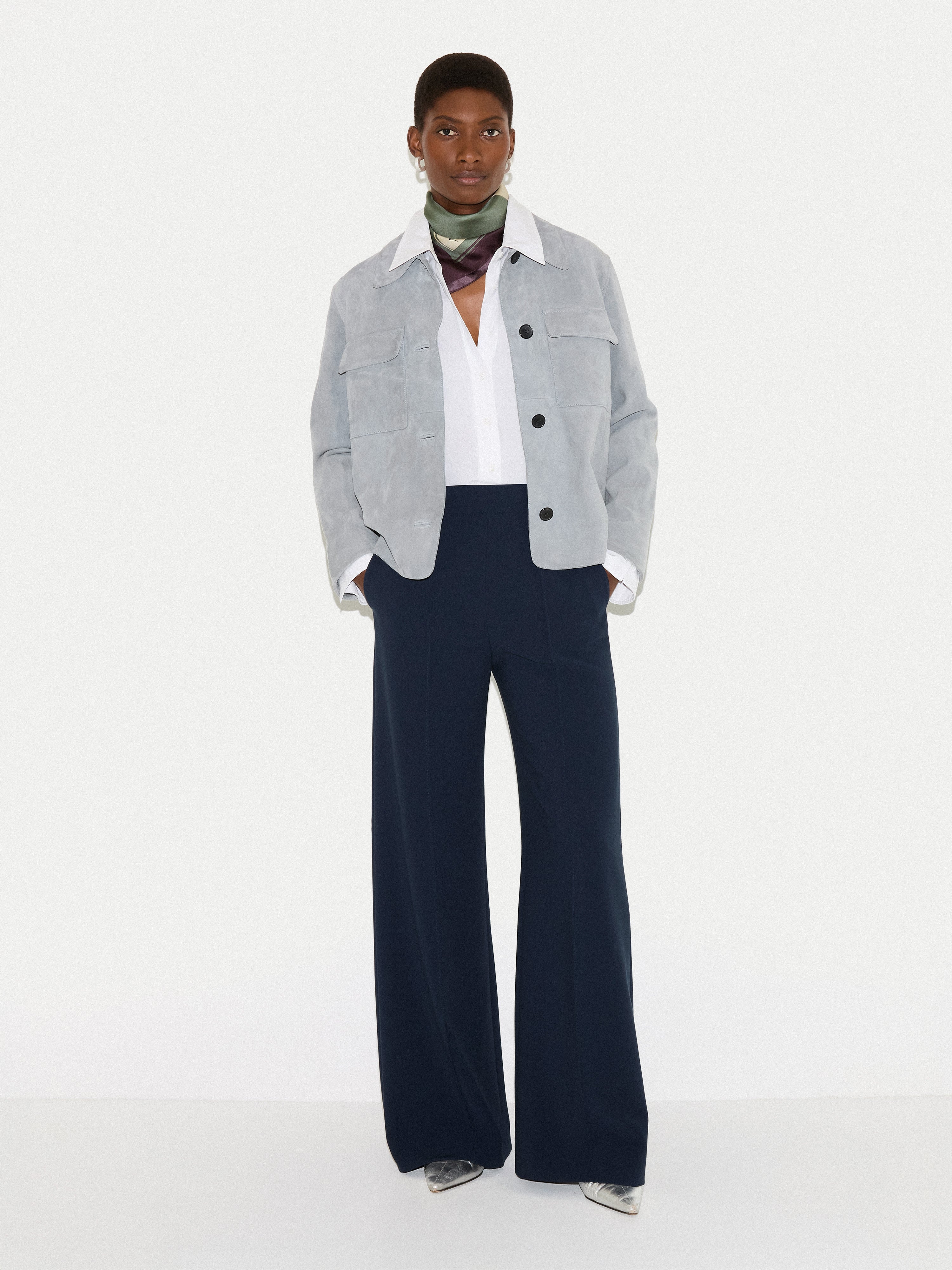 Modern Crepe Wide Leg Trouser | Navy