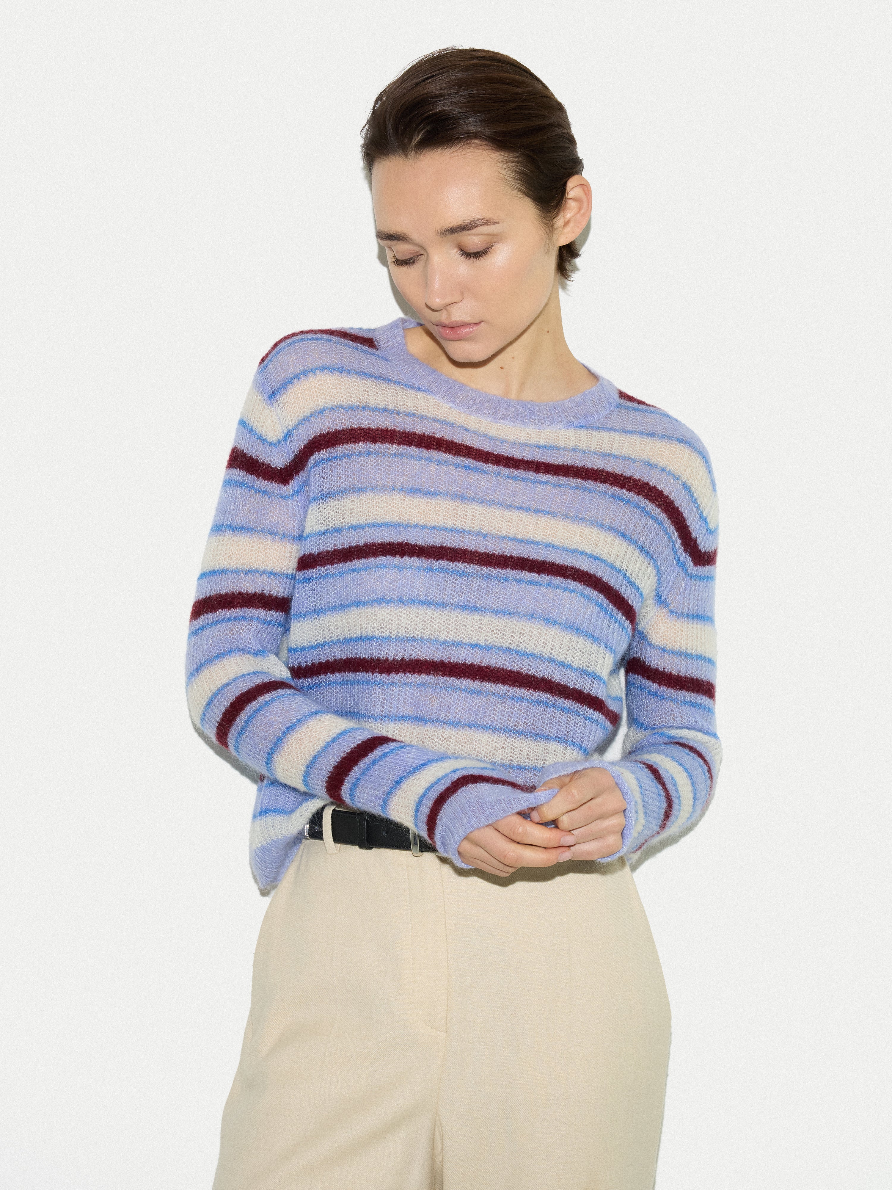 Mohair Blend Stripe Jumper | Blue