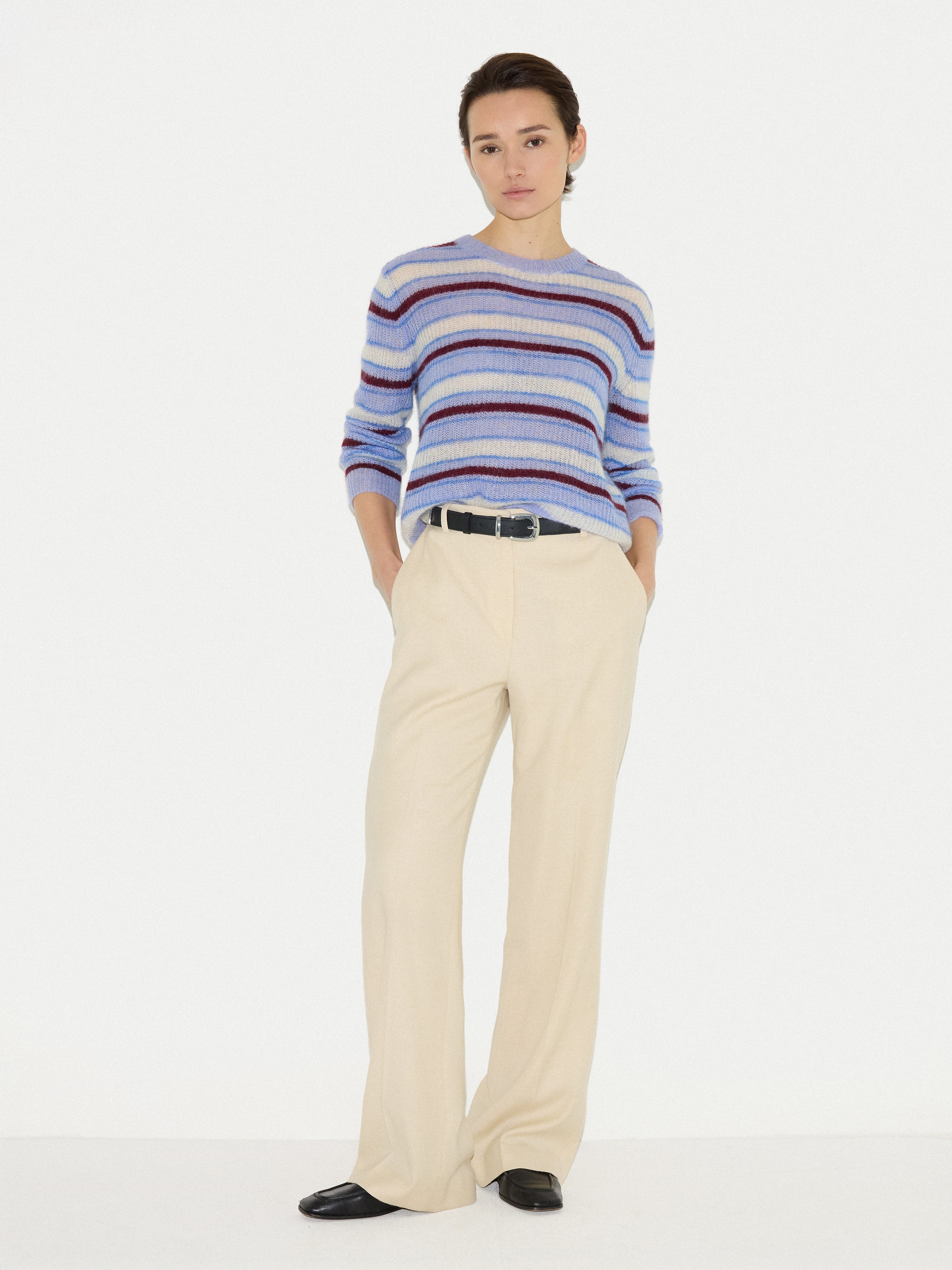 Mohair Blend Stripe Jumper | Blue - Image 2