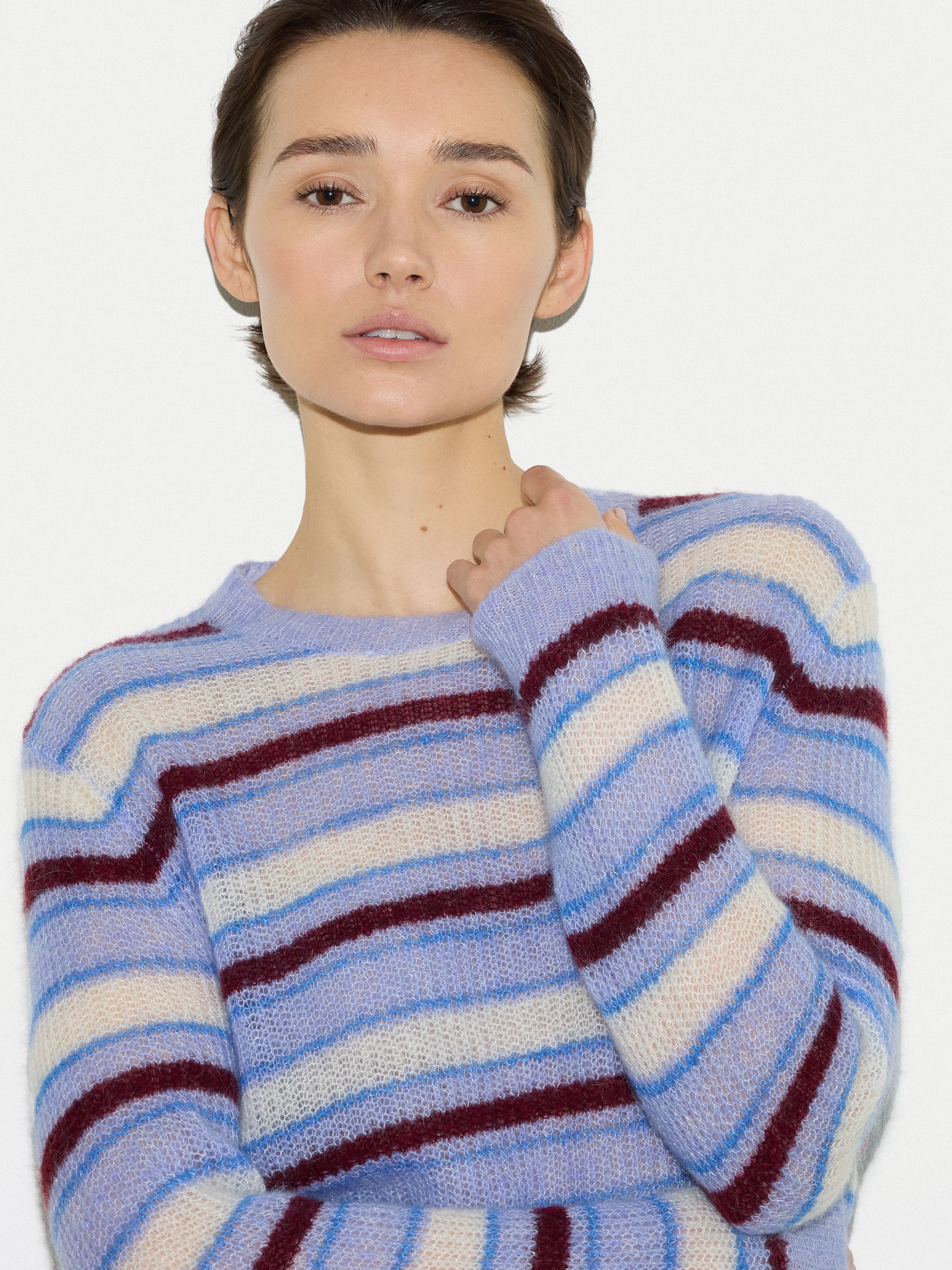 Mohair Blend Stripe Jumper | Blue - Image 3