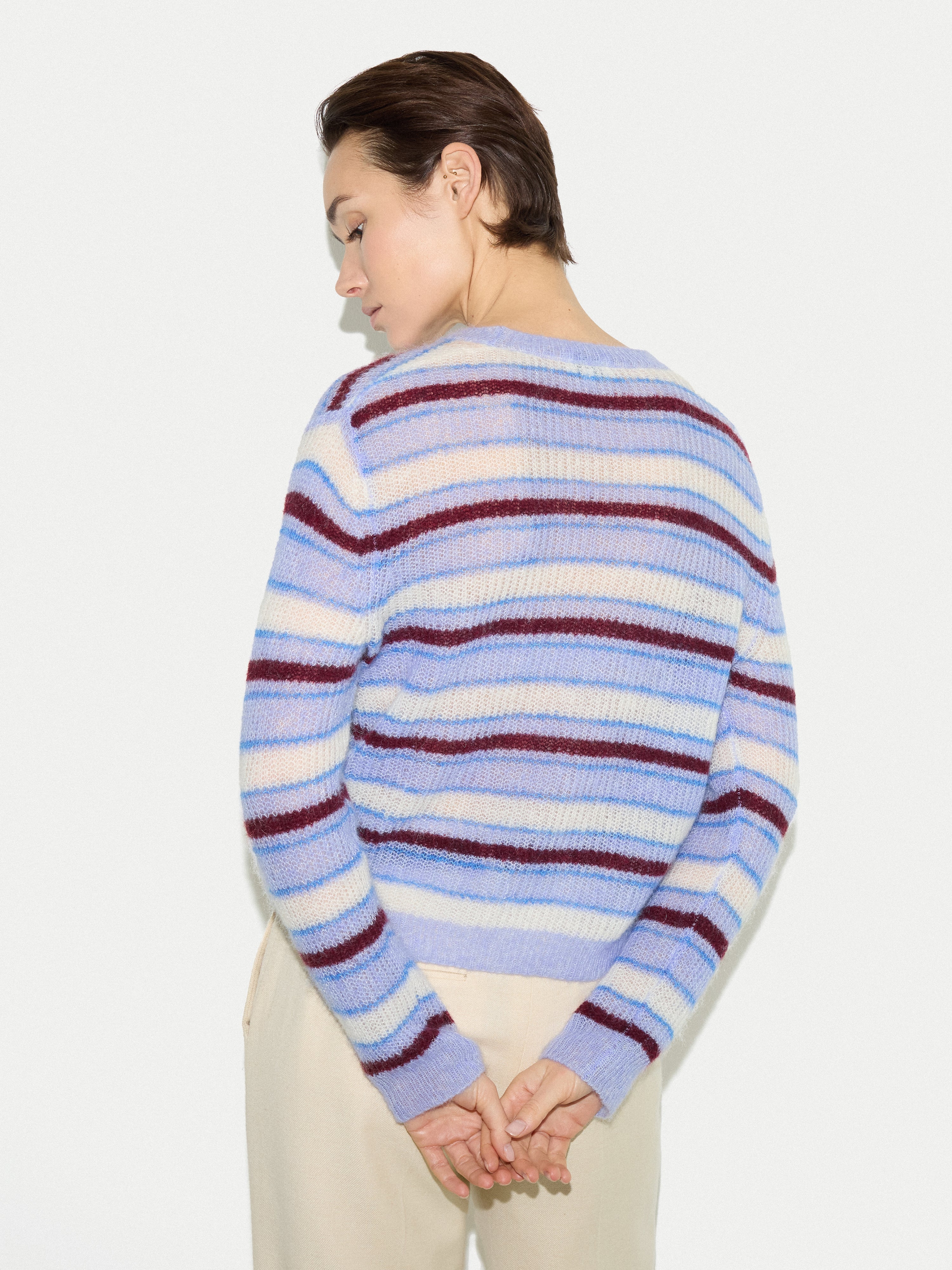 Mohair Blend Stripe Jumper | Blue - Image 4
