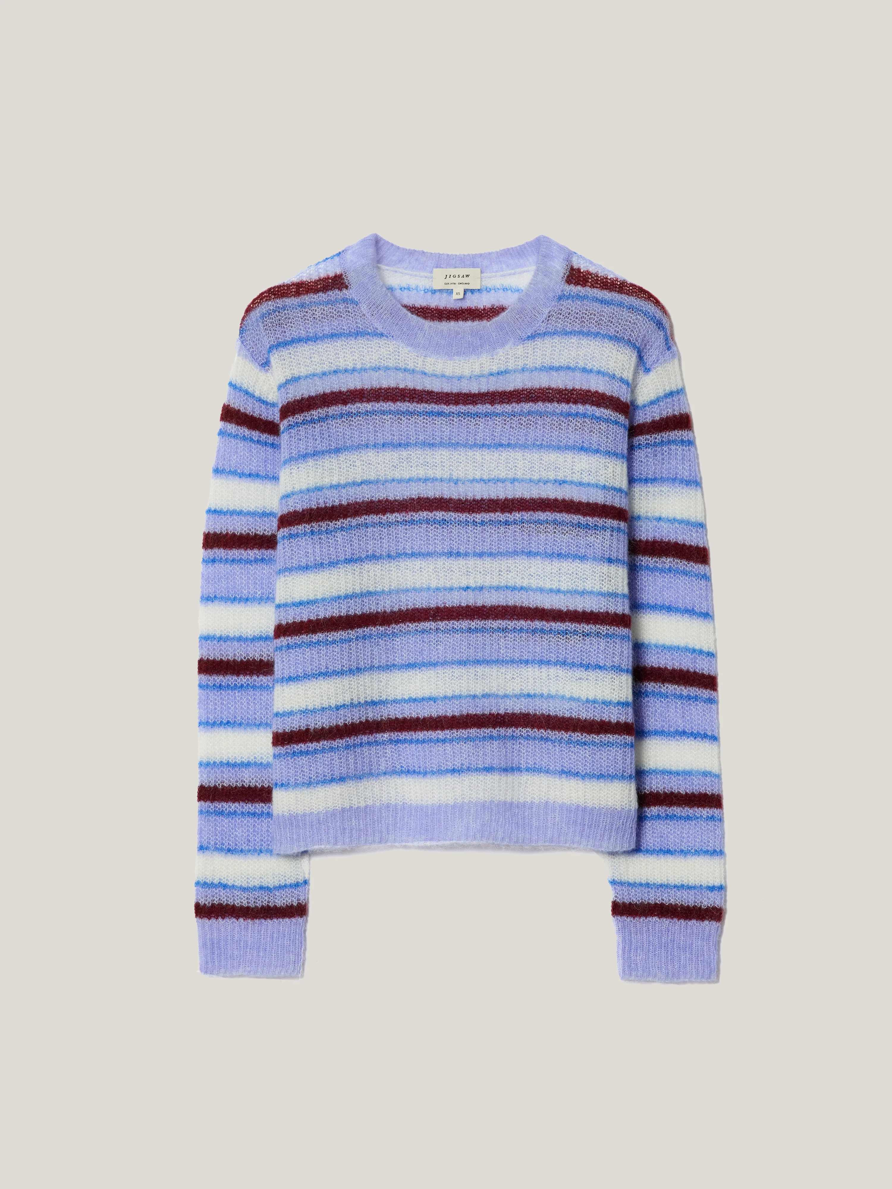 Mohair Blend Stripe Jumper | Blue - Image 5