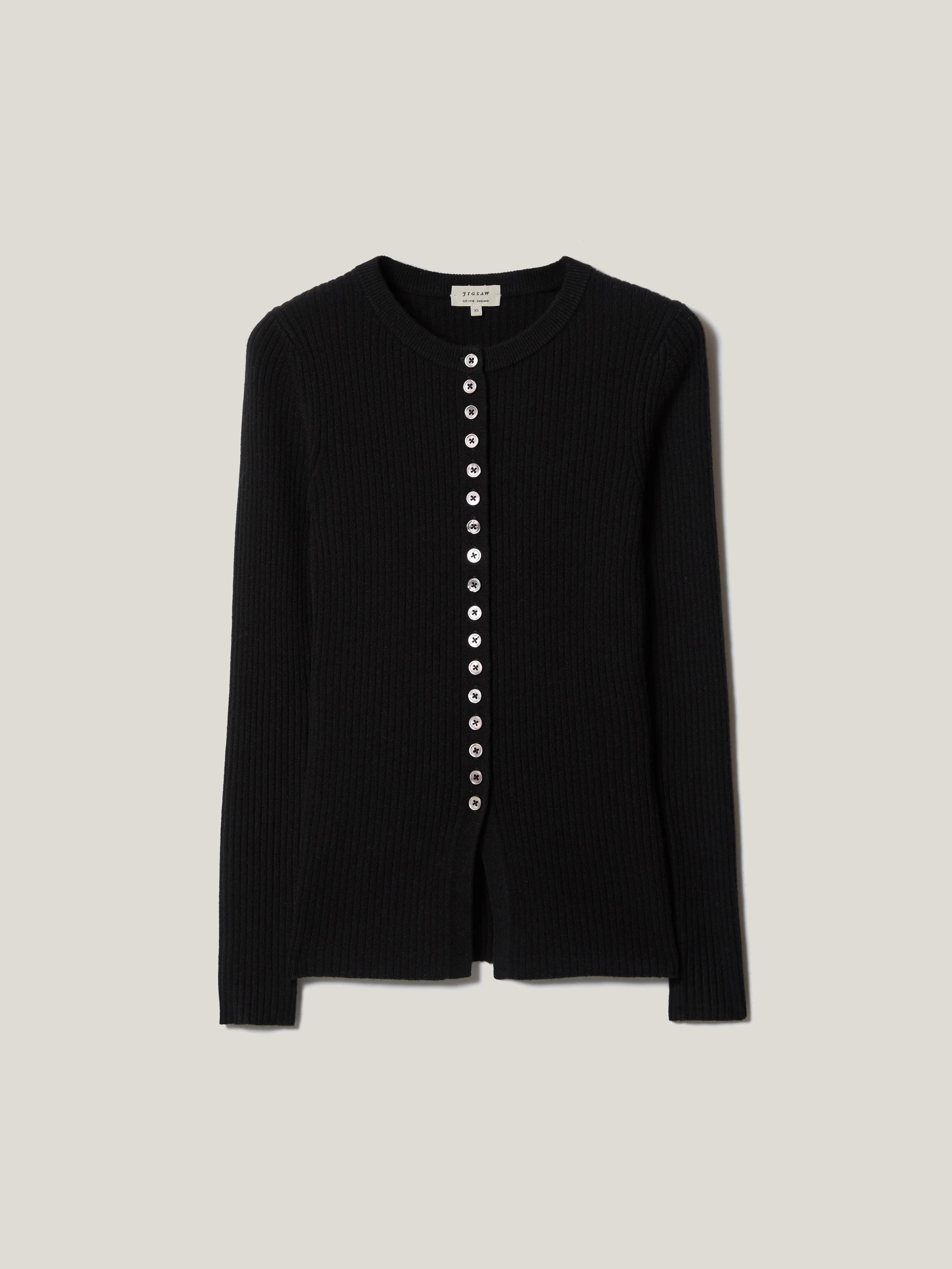 Multi Button Rib Knit Cardigan | Black - Image 5