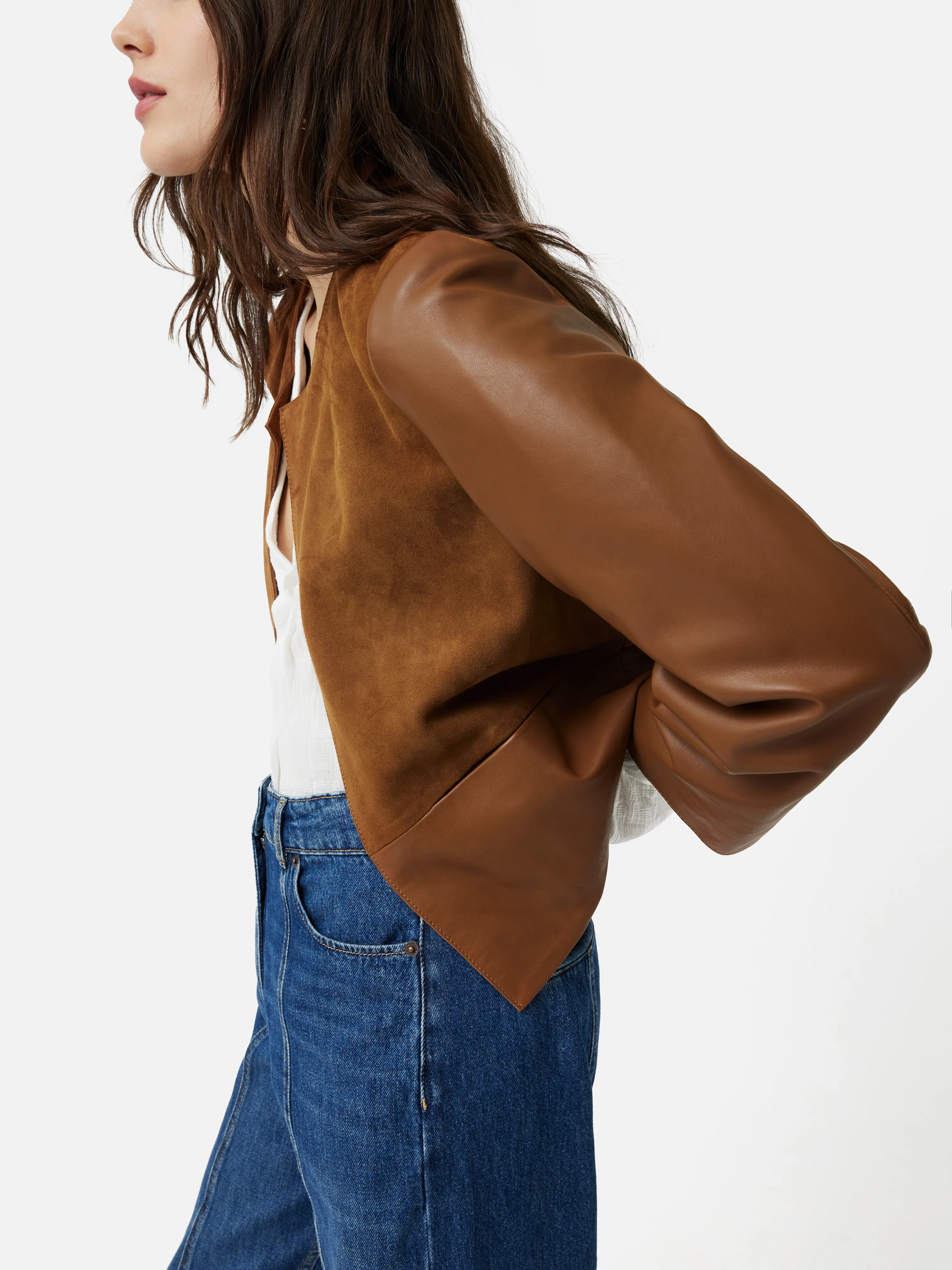 Nakoa Leather Mix Jacket | Tan - Image 2