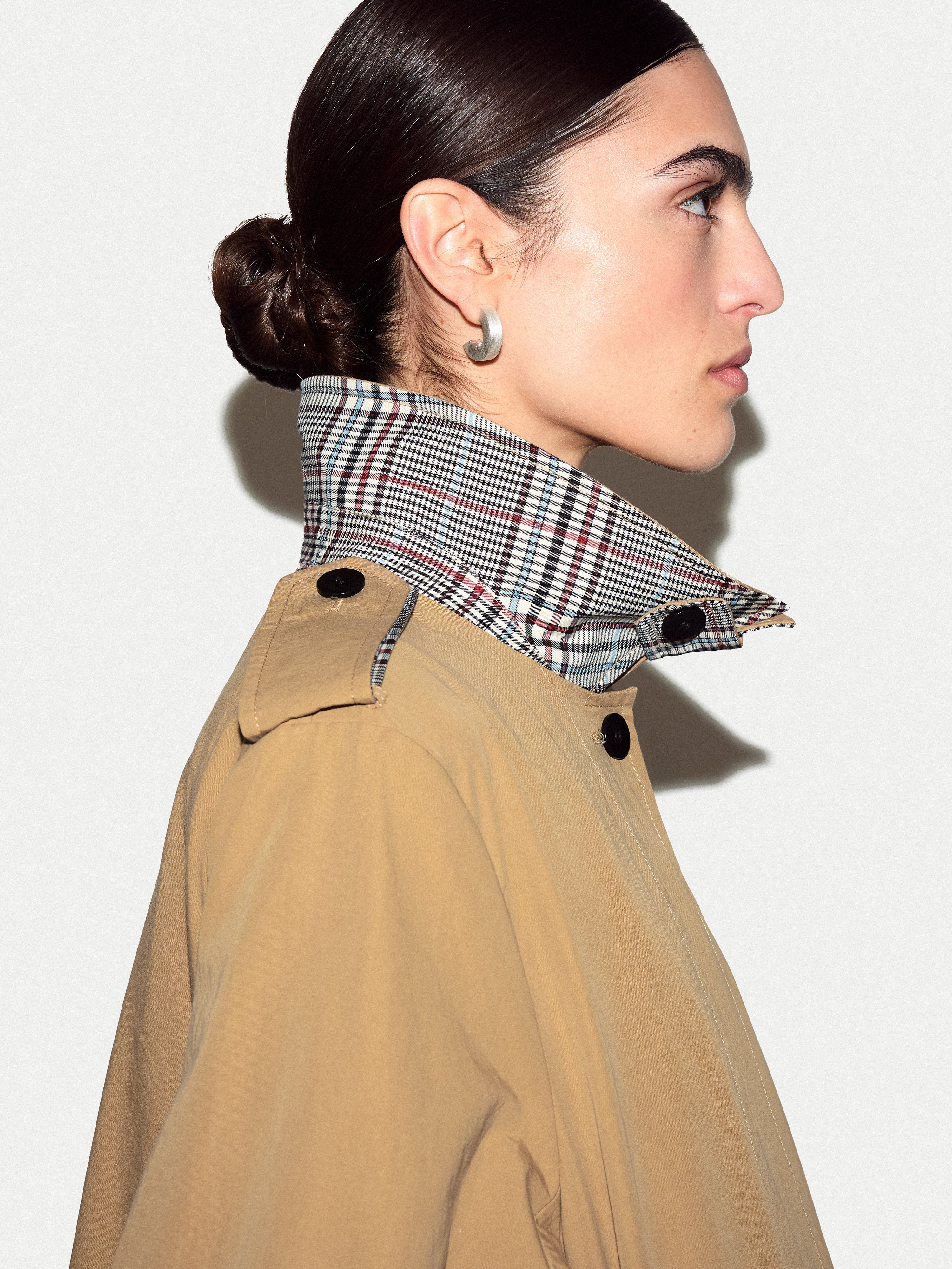 Naya Cotton A-line Trench Coat | Stone - Image 3