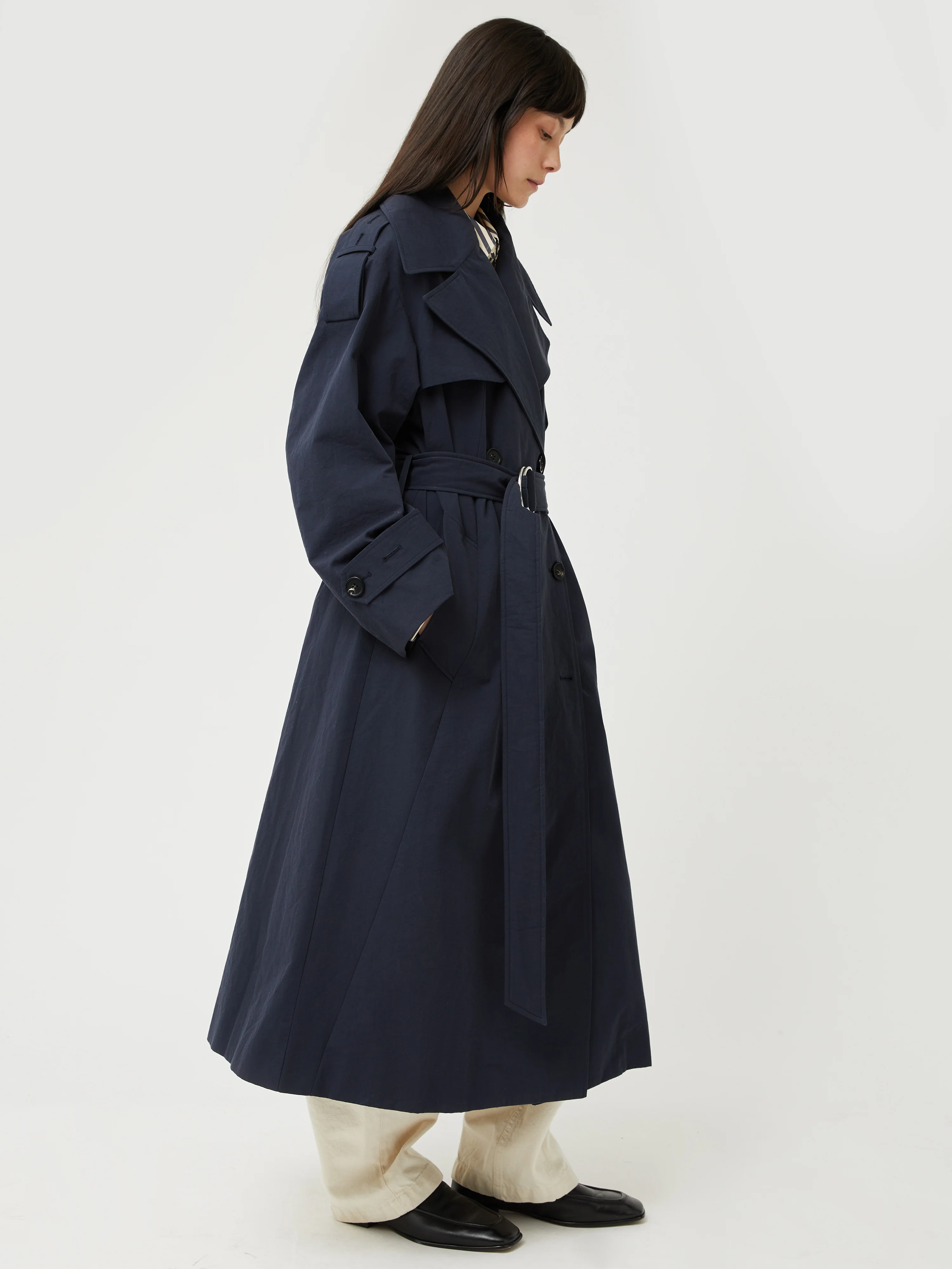 Nelson Cotton Trench Coat | Blue - Image 6
