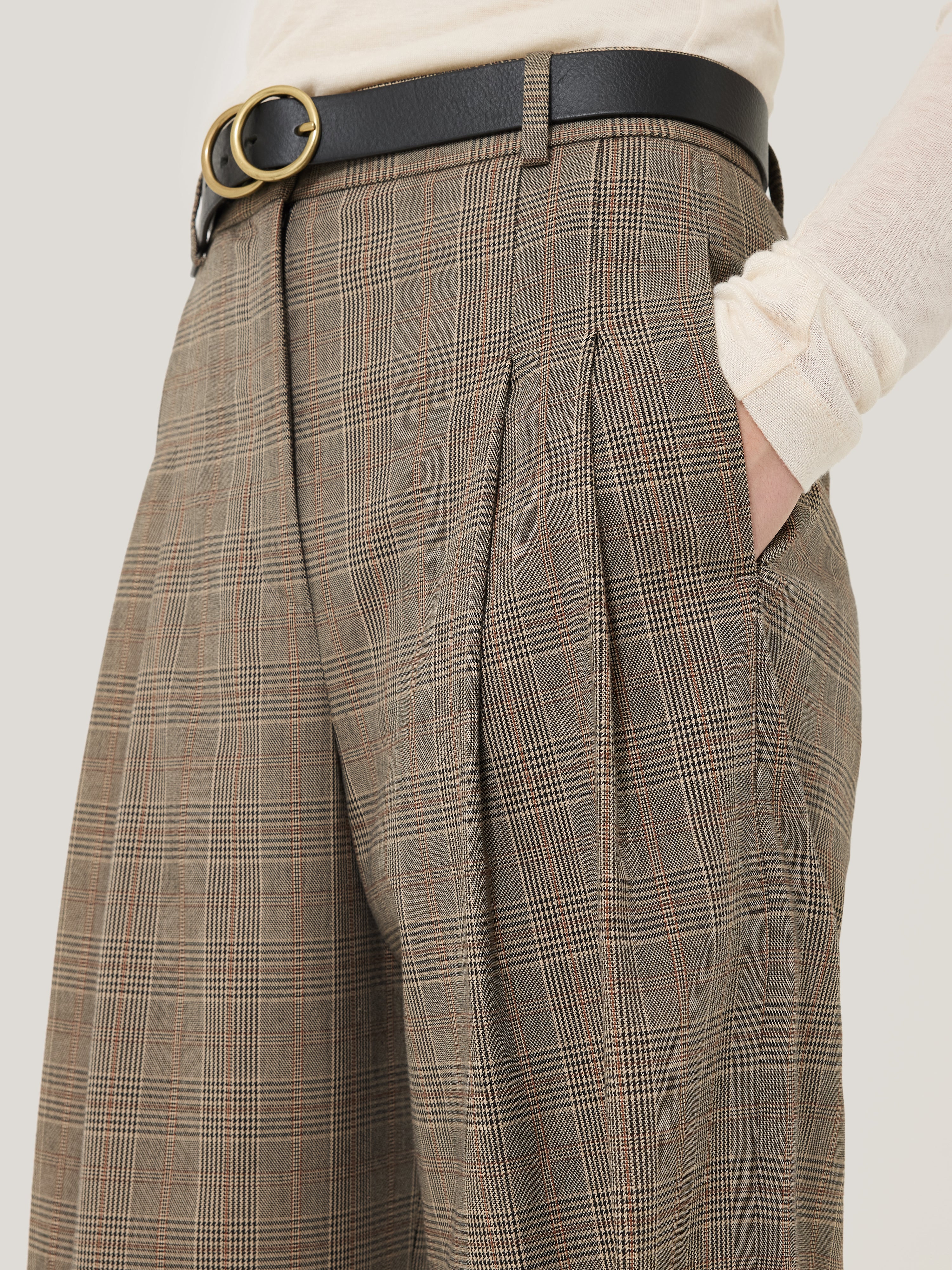 Nik Cotton Check Trouser | Brown - Image 2