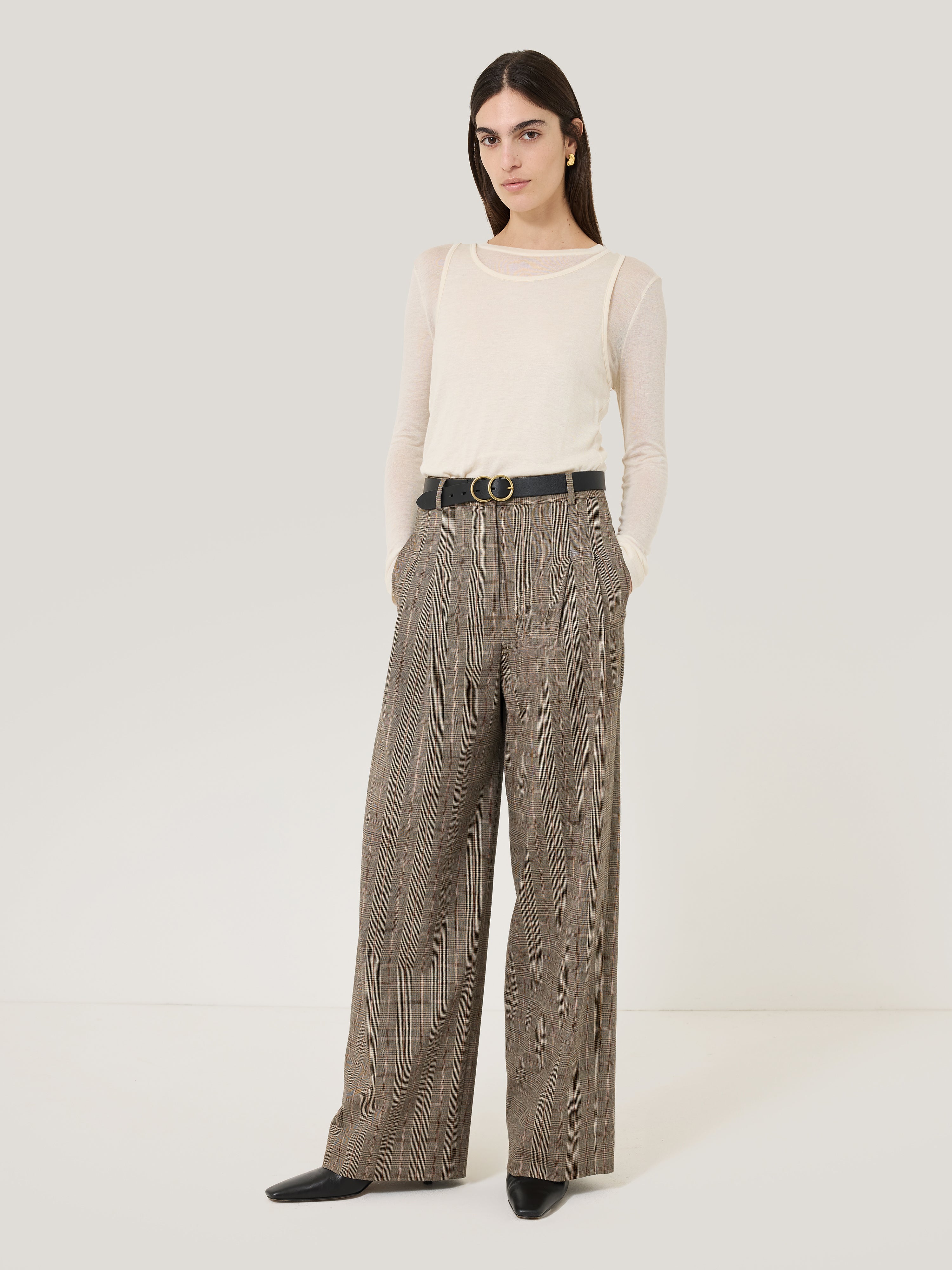 Nik Cotton Check Trouser | Brown - Image 3