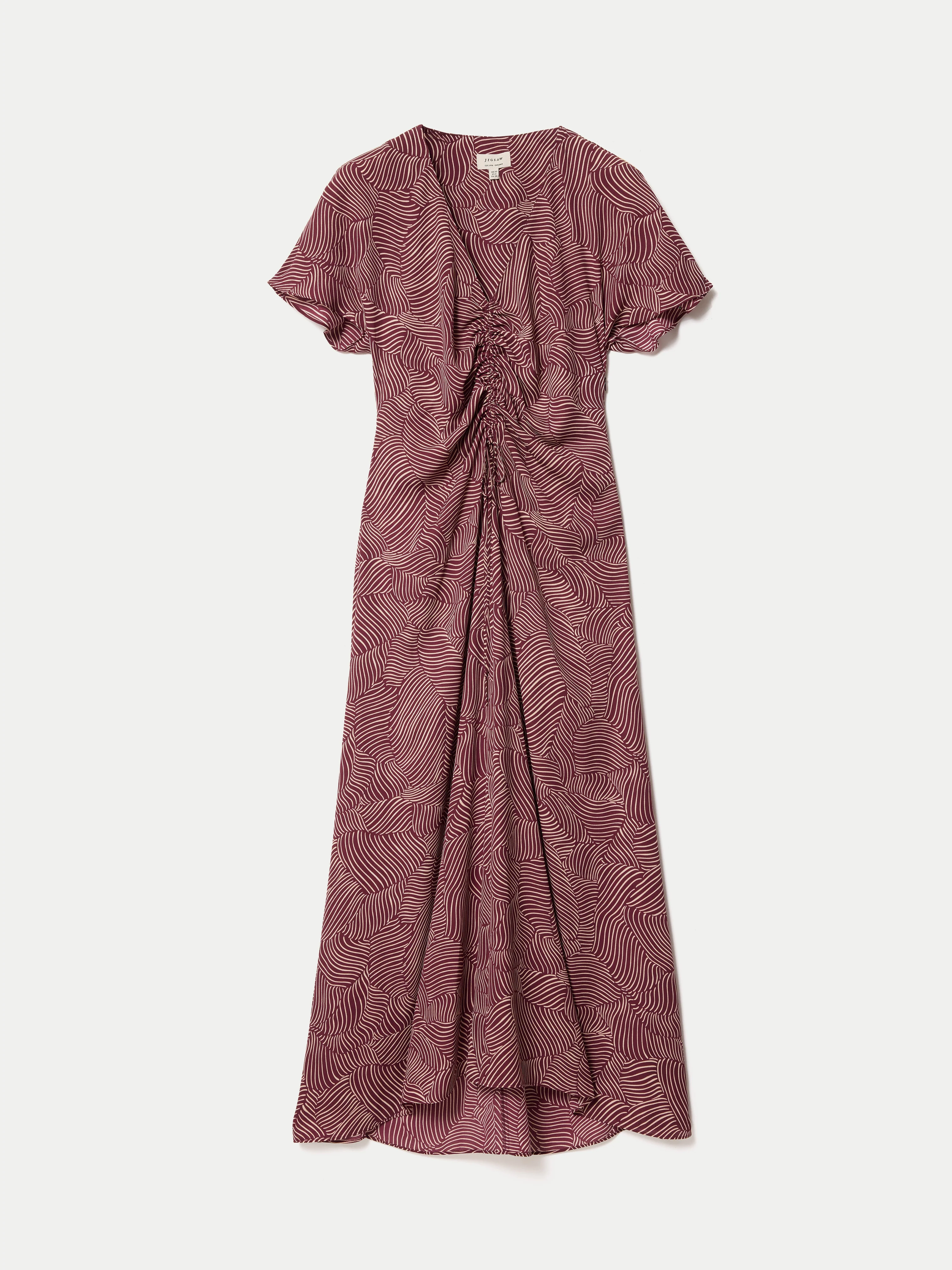 Optic Swirl Crepe Ruched Dress | Red - Image 6