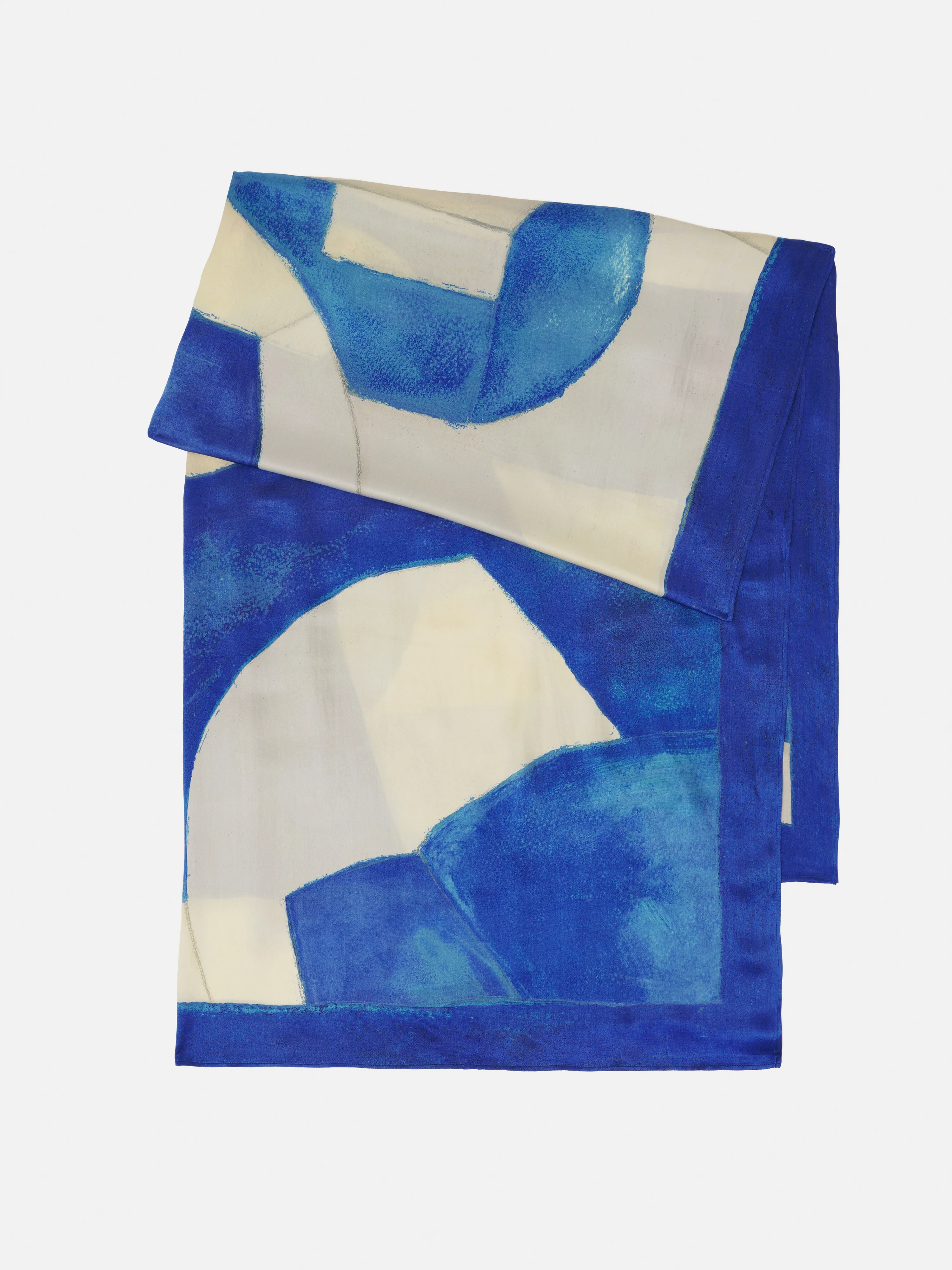 Pastel Abstract Oversized Silk Scarf | Blue - Image 3