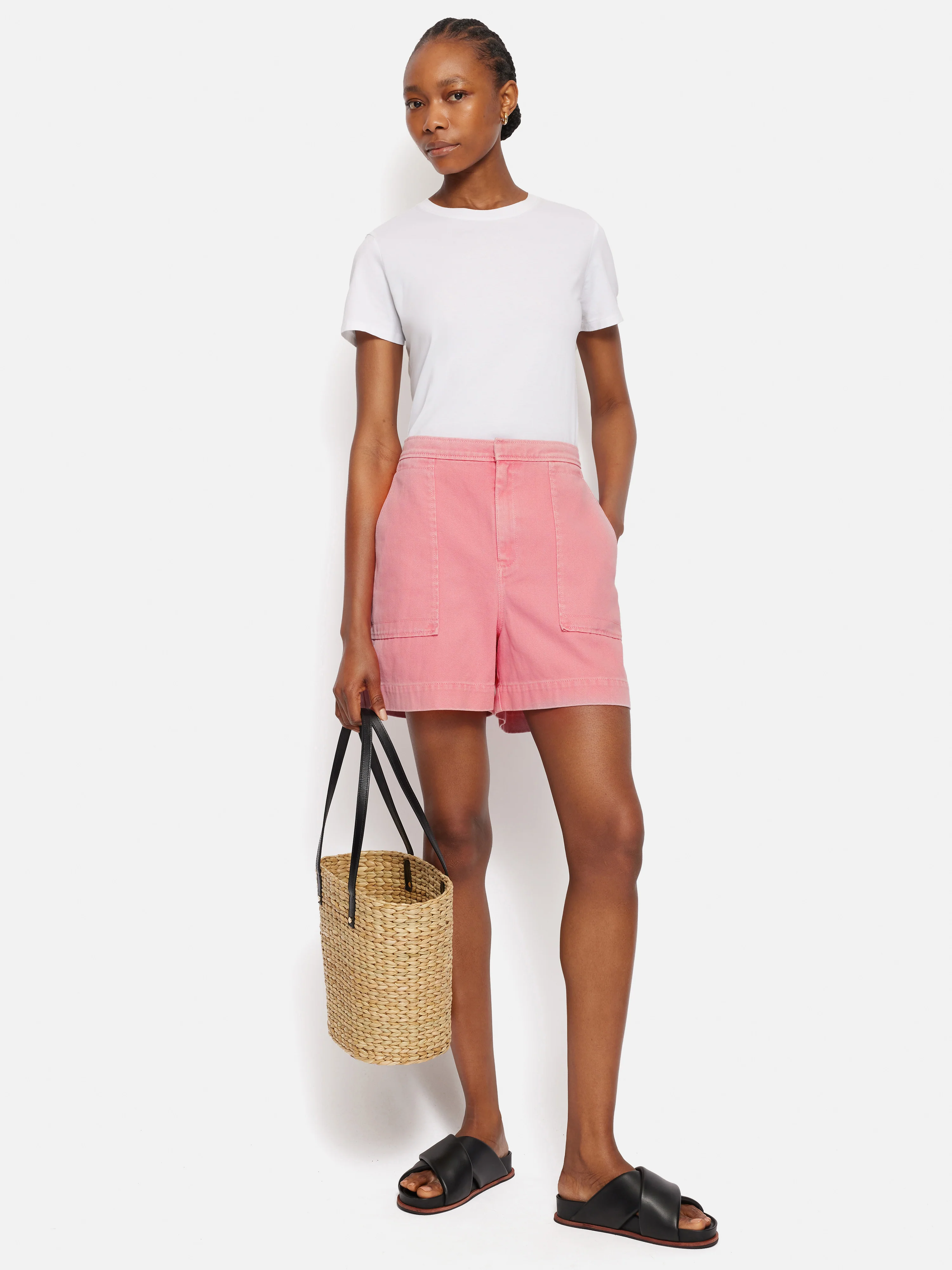 Denim Patch Pocket Shorts | Pink - Image 3