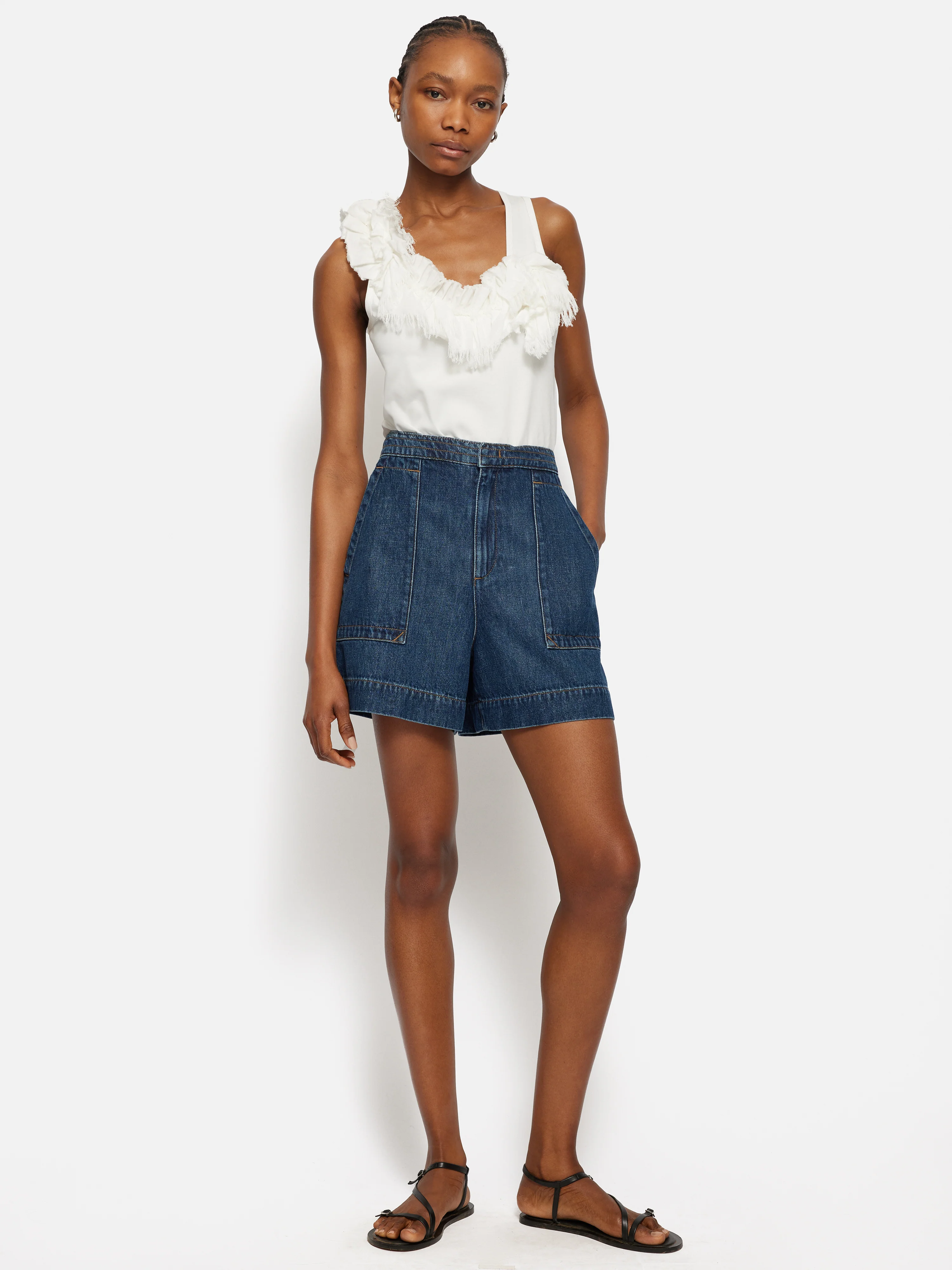 Denim Patch Pocket Shorts | Blue - Image 3