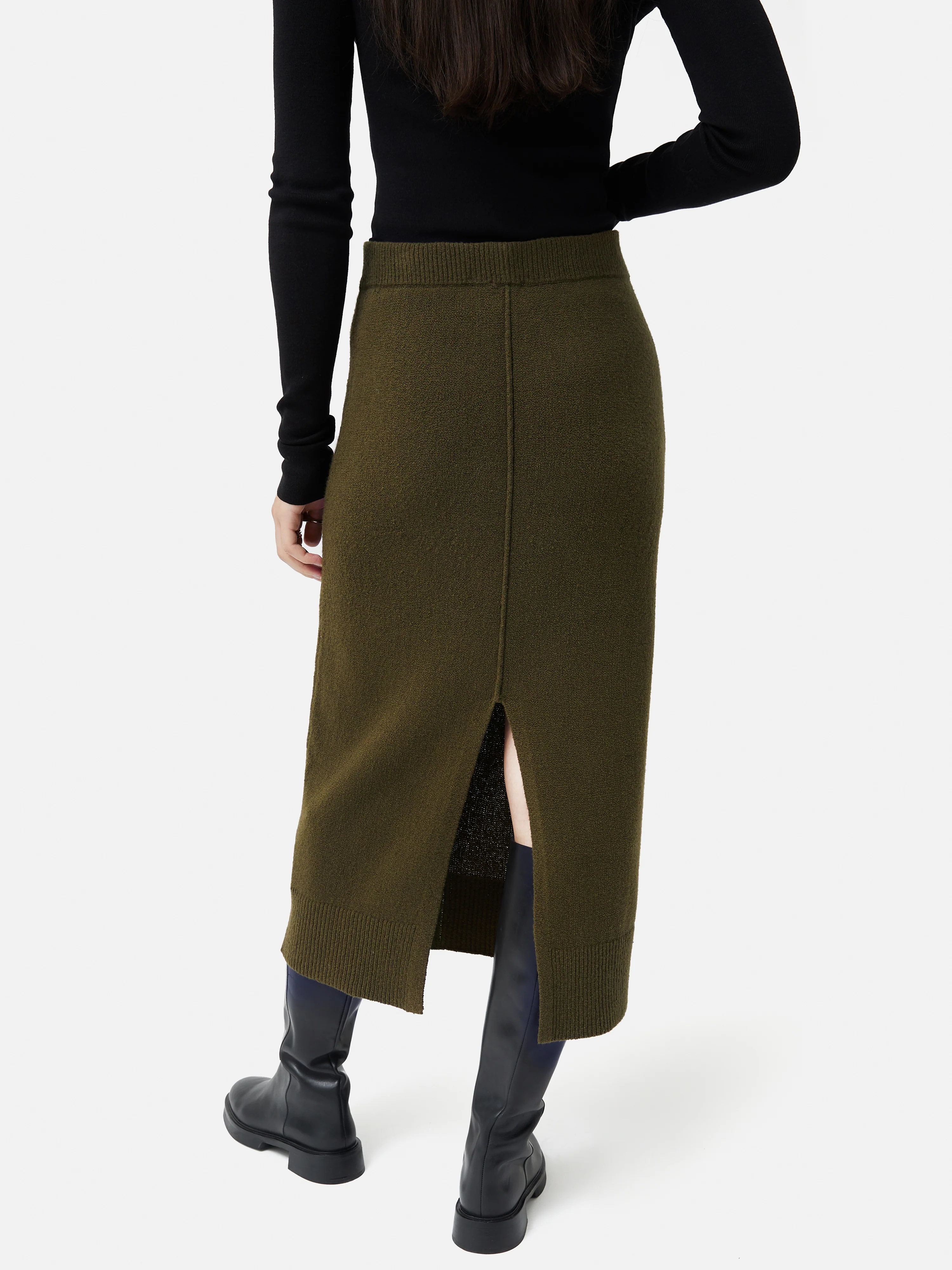 Pencil Knitted Skirt | Khaki - Image 5
