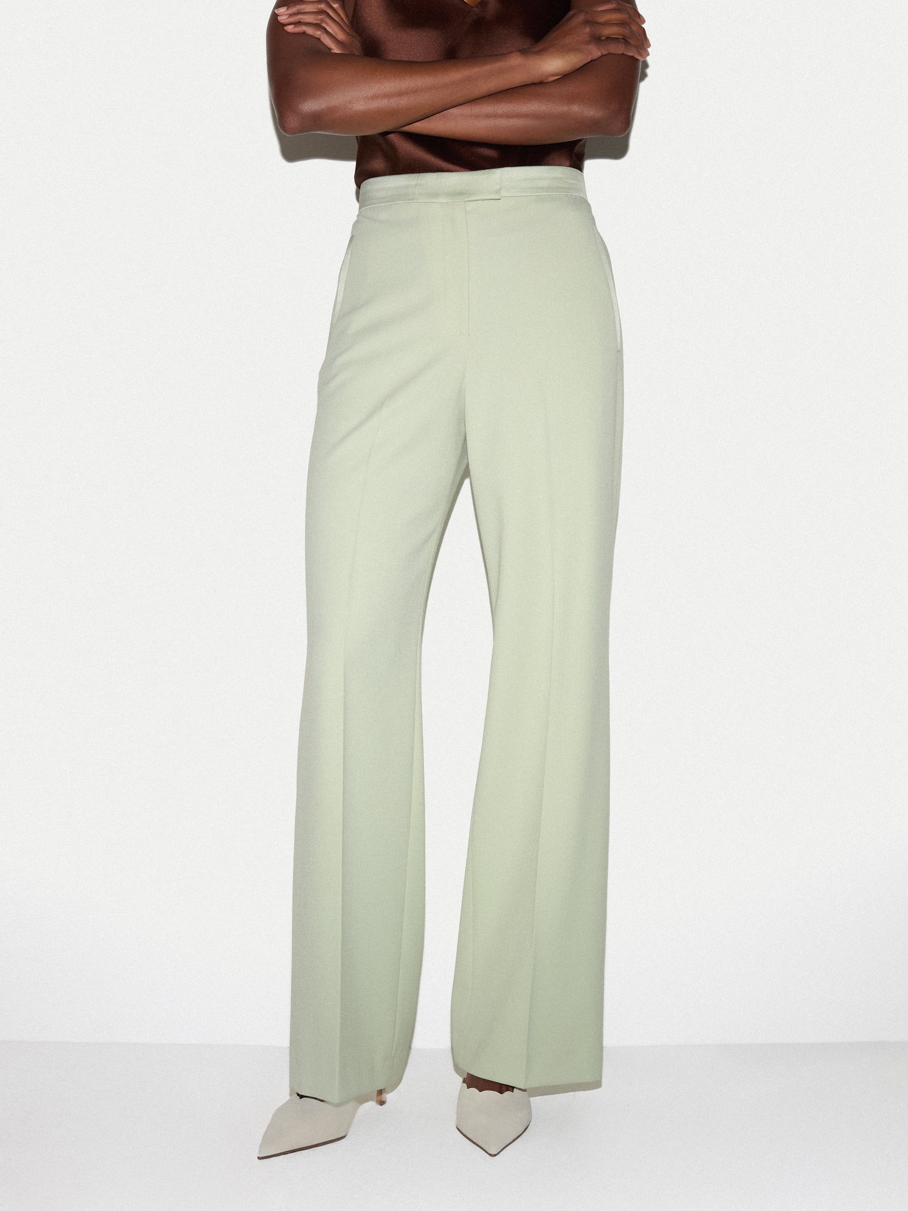 Wide Leg Tuxedo Trouser | Green - Image 4