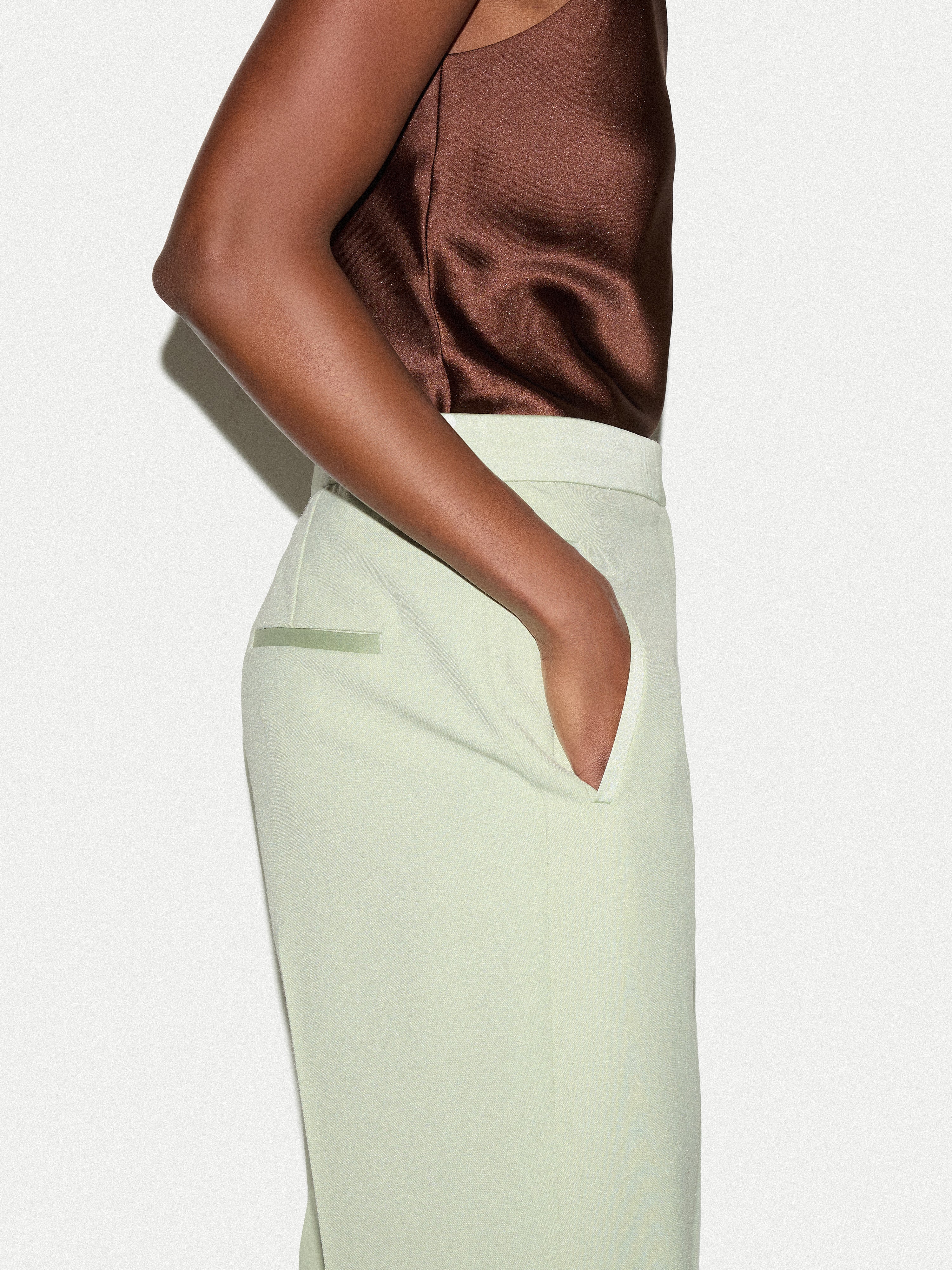 Wide Leg Tuxedo Trouser | Green - Image 5