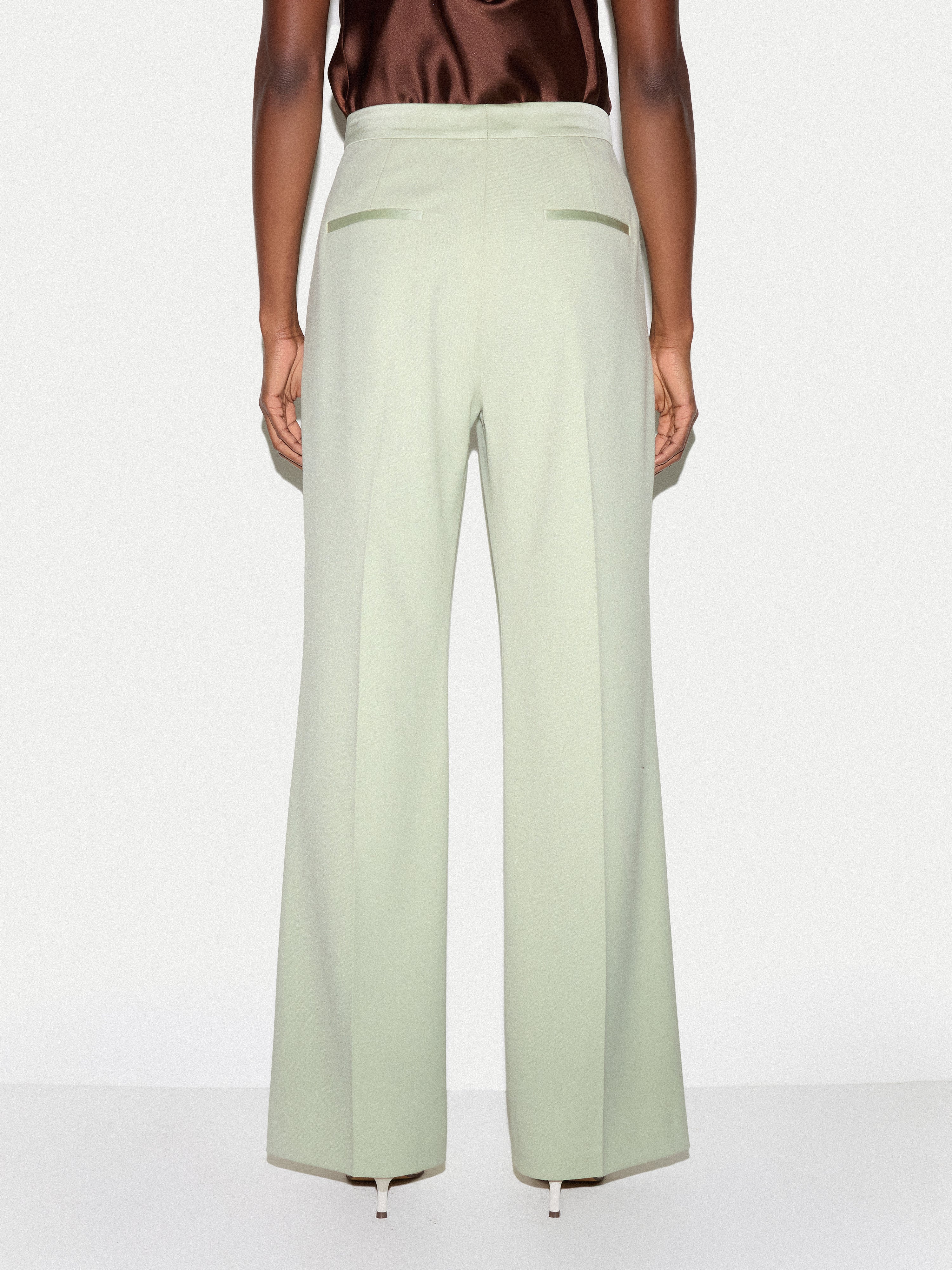Wide Leg Tuxedo Trouser | Green - Image 6
