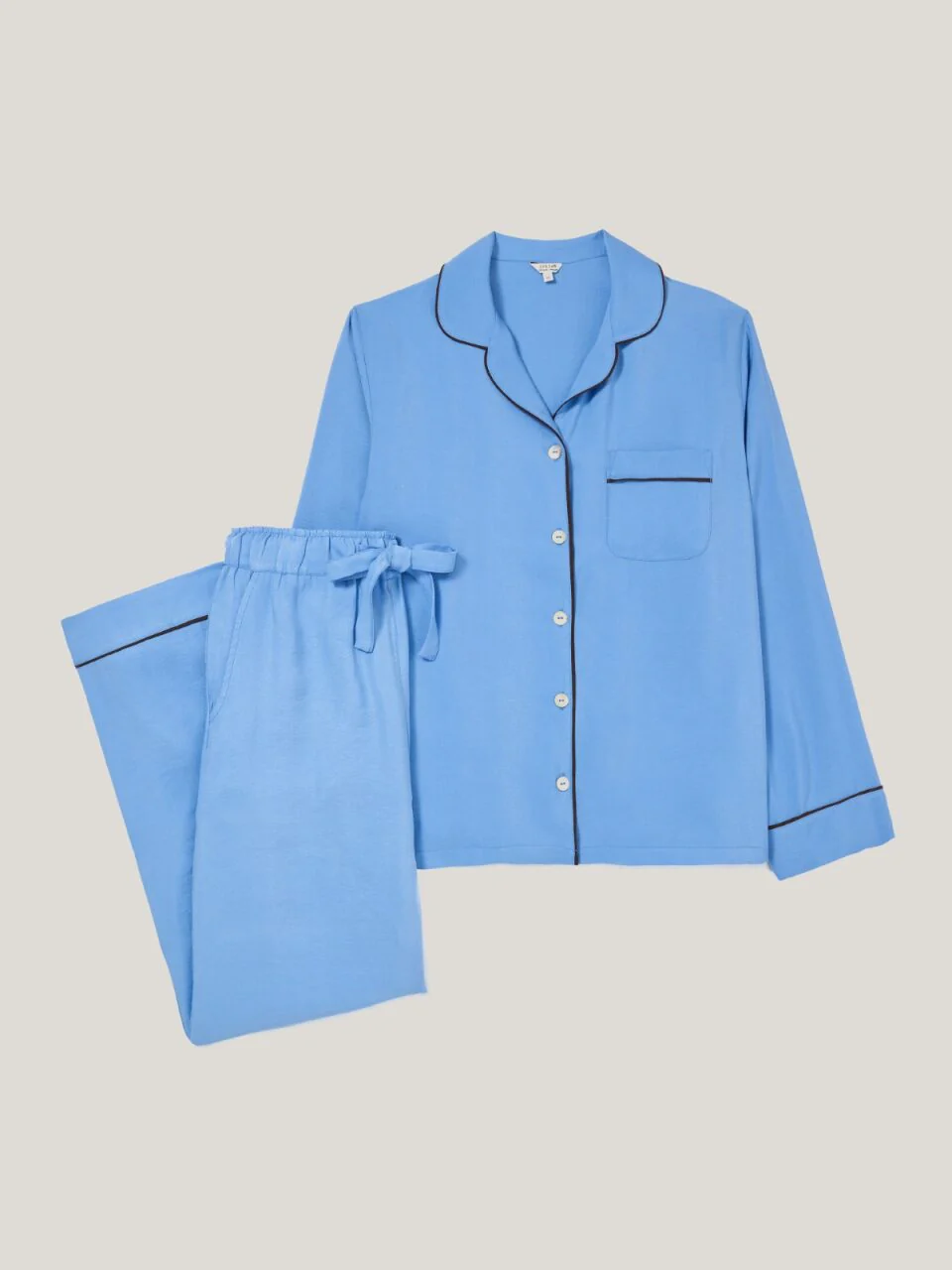 Piped Detail Relaxed Pyjamas | Blue - Image 7
