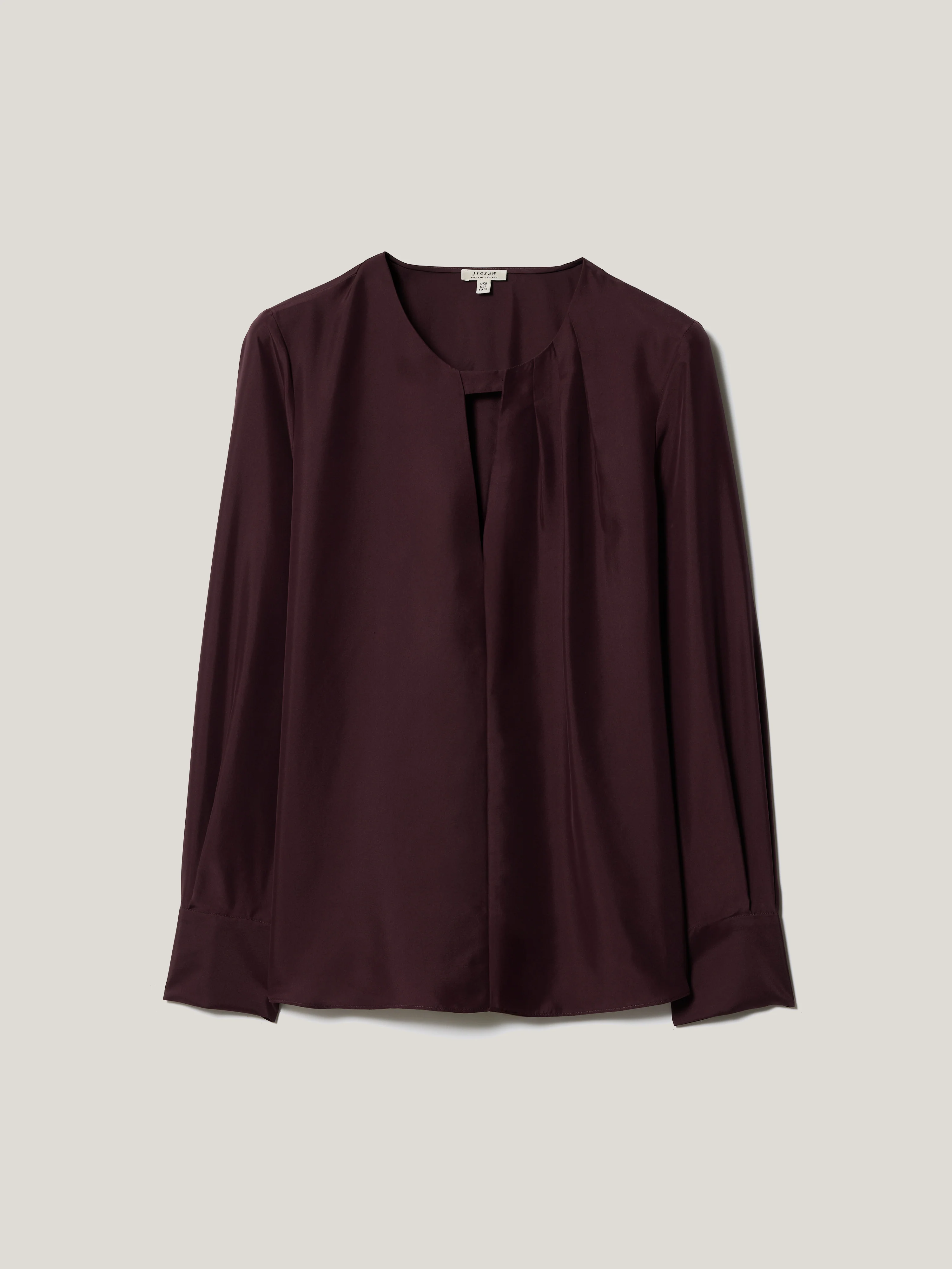 Pleated Neck Silk Shirt | Purple - Image 5