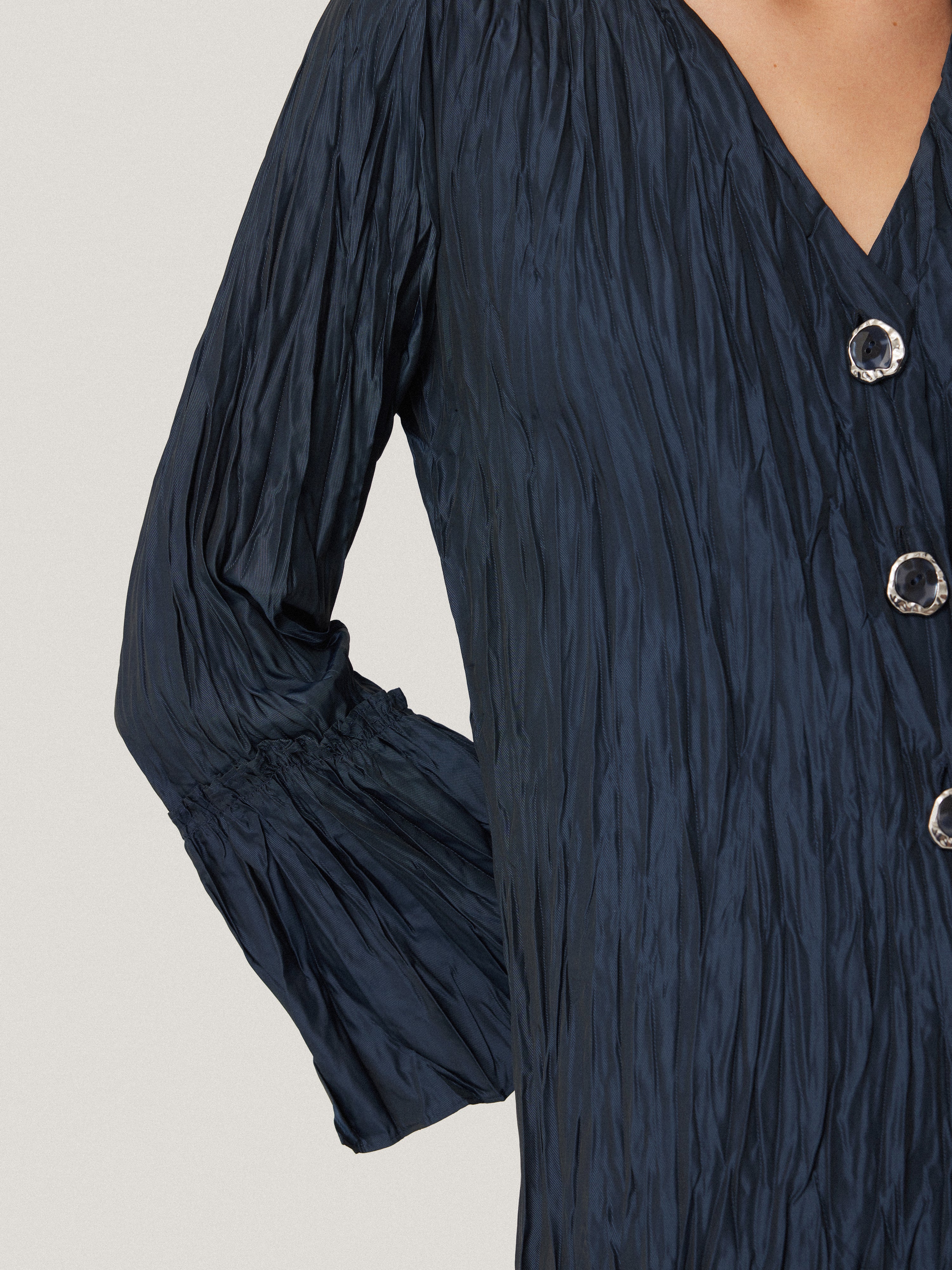 Plisse Button Up Top | Navy - Image 2