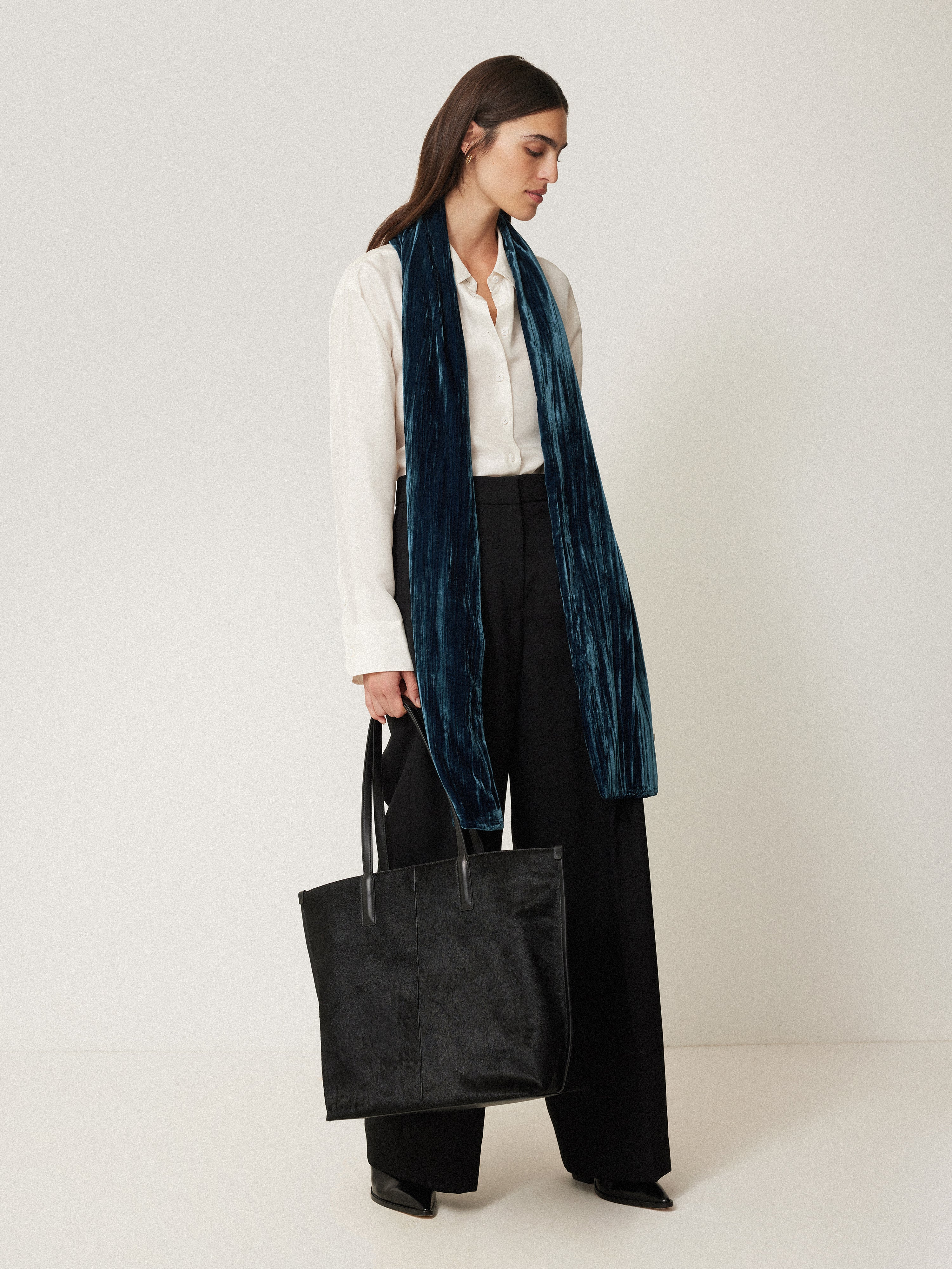 Plisse Velvet Scarf | Teal - Image 2